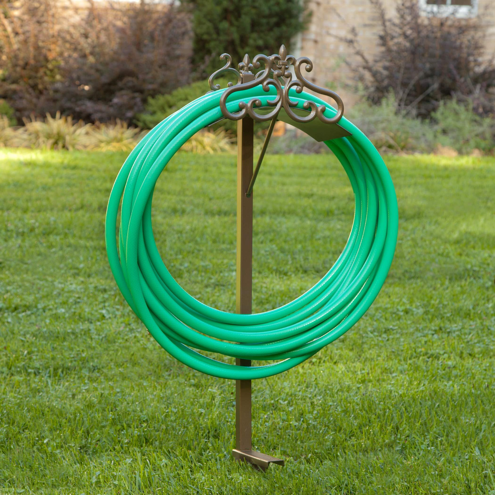 Liberty Garden 649-Kd Hyde Park Decorative Metal Garden Hose Stand, Holds 125-Feet Of 5/8-Inch Hose, 41-Inch Height - Bronze