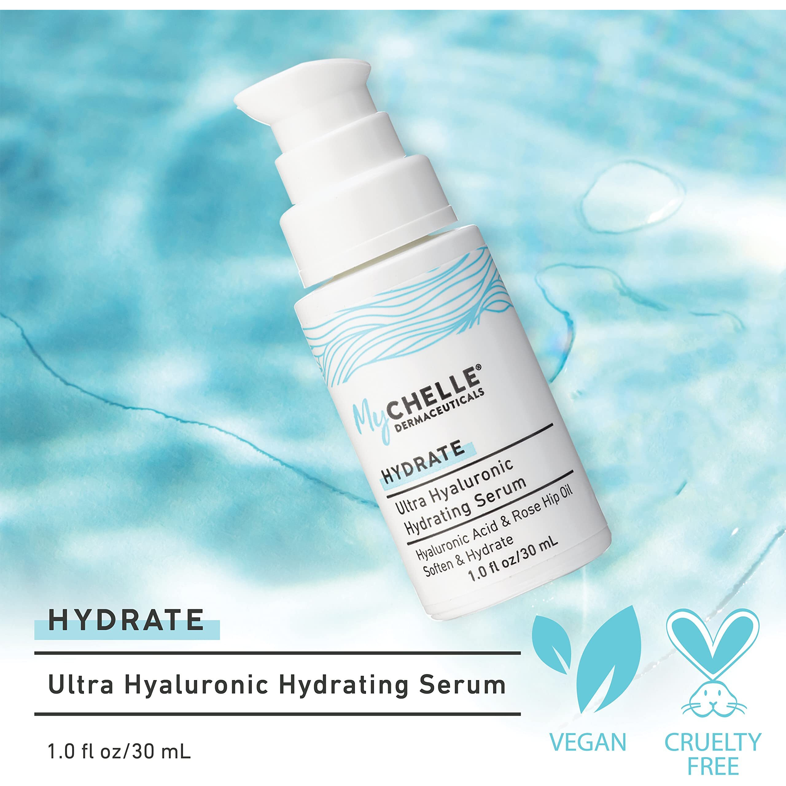 Mychelle Dermaceuticals Ultra Hyaluronic Hydrating Serum (1.0 Fl Oz) - Rich Hydration For Dry Skin With Vegan Hyaluronic Acid, Help Plump Skin And Help Reduce Appearance Of Fine Lines And Wrinkles