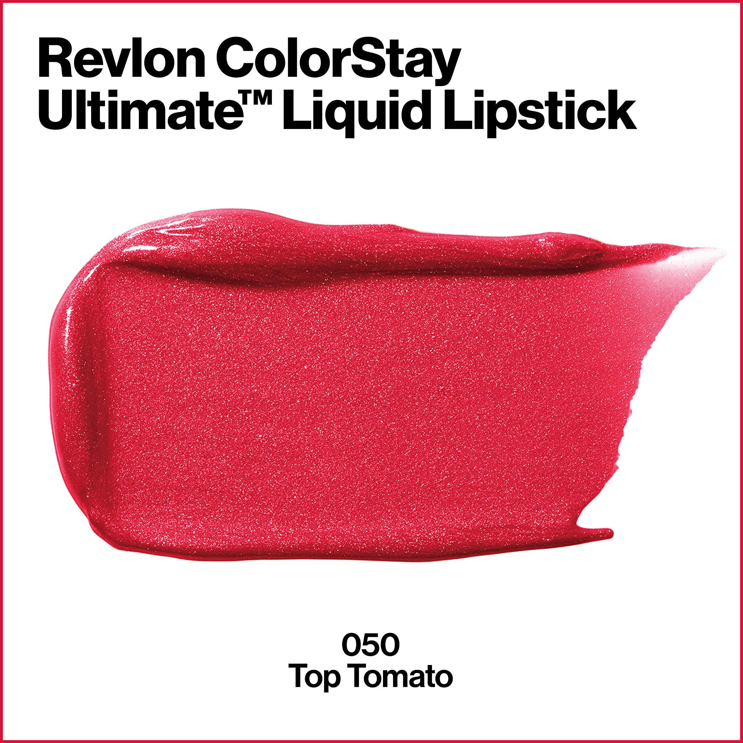 Revlon Liquid Lipstick, Face Makeup, Colorstay Ultimate, Longwear Rich Lip Colors, Satin Finish, 050 Top Tomato, 0.07 Oz