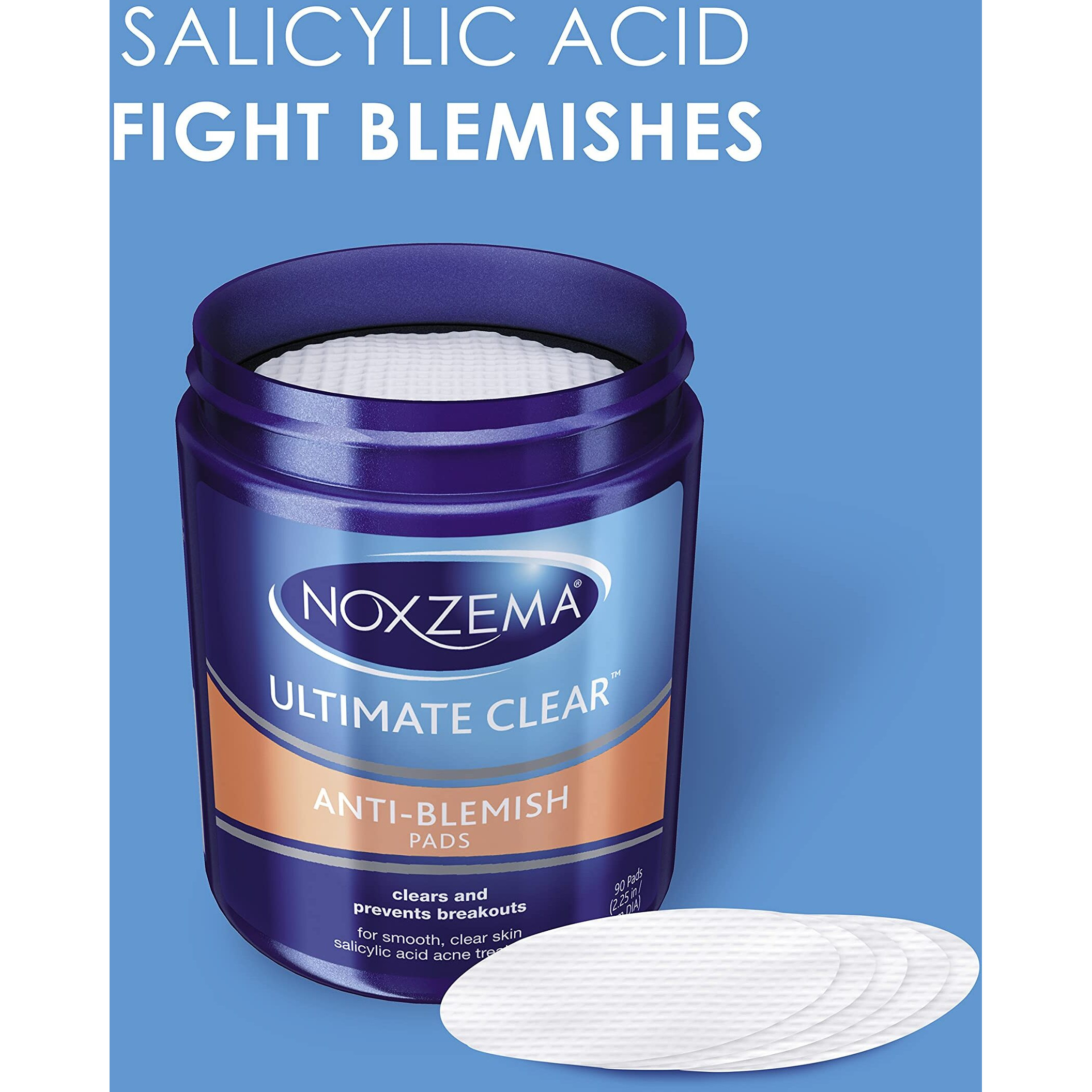 Noxzema Ultimate Clear Face Pads Clears & Prevents Acne Anti-Blemish Made With Over 60% Alcohol 90 Count