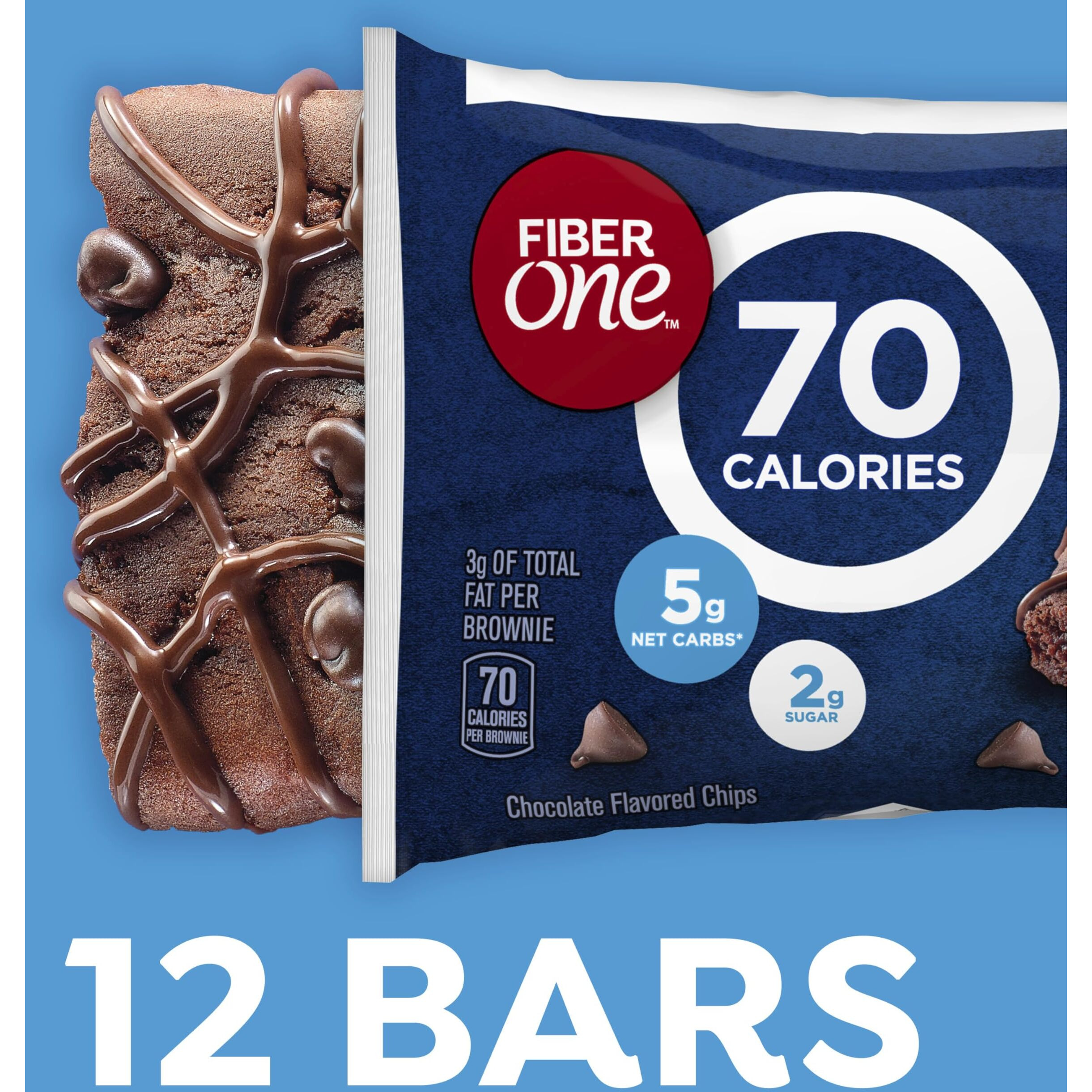 Fiber One 70 Calorie Brownies, Chocolate Fudge, Snack Bars, Value Pack, 12 Bars, 10.6 Oz