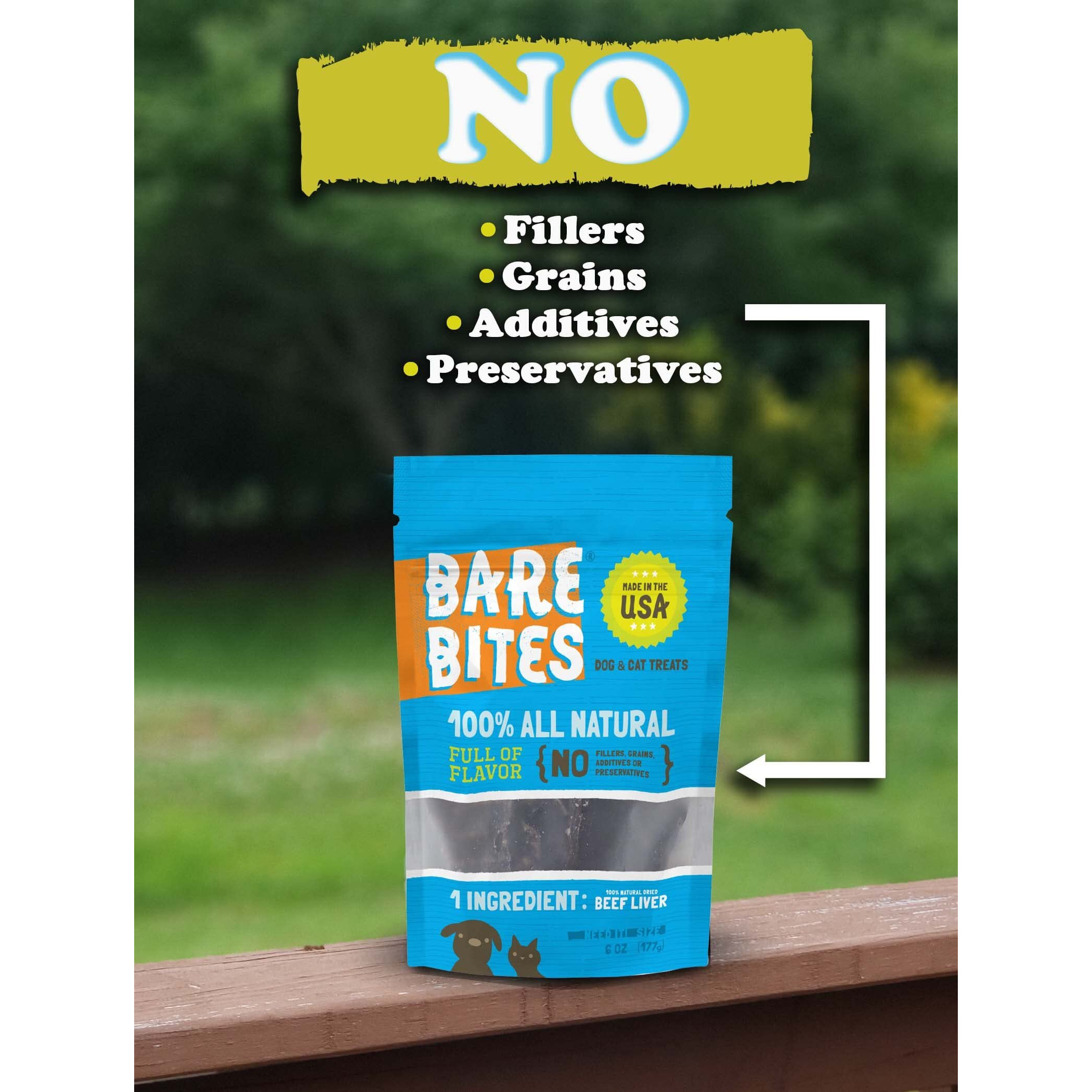 Bare Bites - 100% All Natural Dehydrated Beef Liver Dog And Cat Treats (6 Ounce Bag) (6 Ounce Bag)