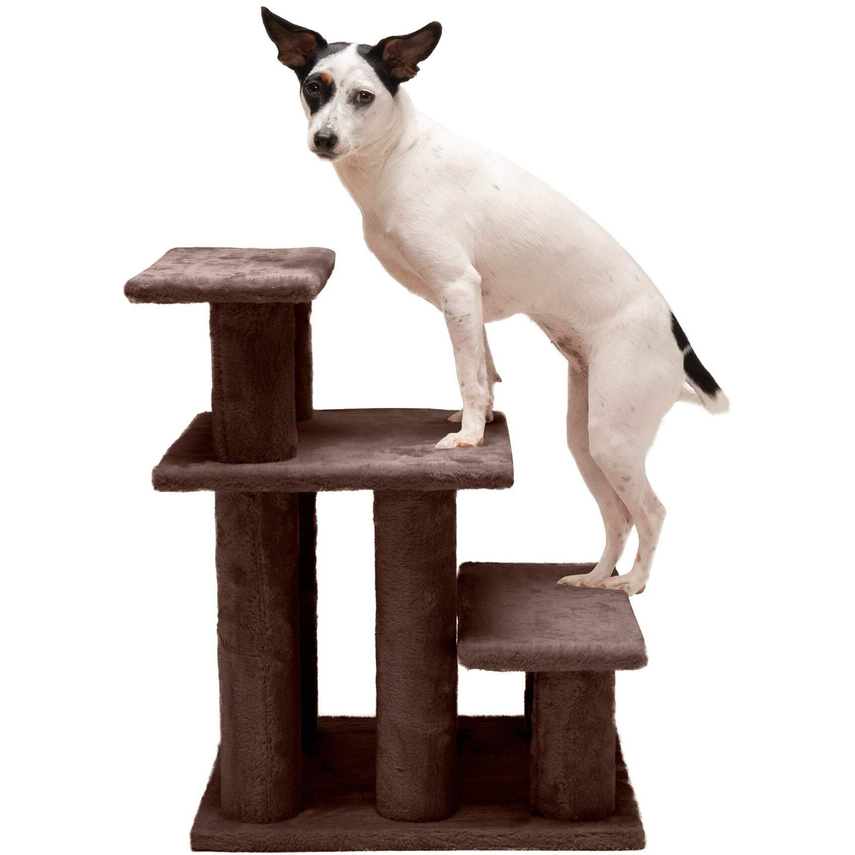 Furhaven Steady Paws Multi-Step Pet Stairs For High Beds & Sofas - Brown, 3-Step