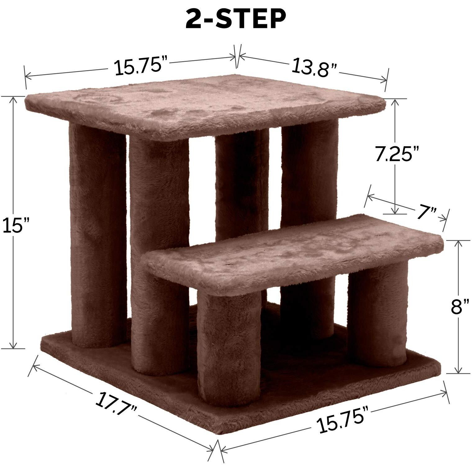 Furhaven Steady Paws Multi-Step Pet Stairs For High Beds & Sofas - Brown, 3-Step