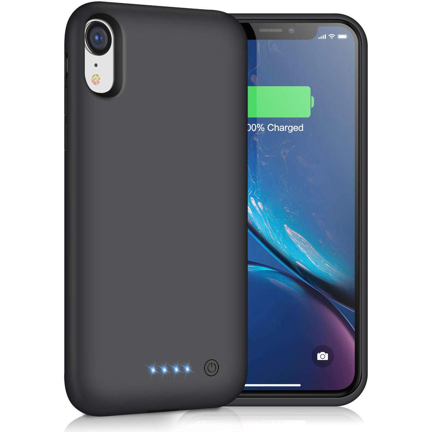 Trswyop Battery Case For Iphone Xr, 6800Mah Portable Charging Case For Iphone Xr Rechargeable Backup External Battery Pack Extended Battery Protective Charger Case(6.1Inch)-Black