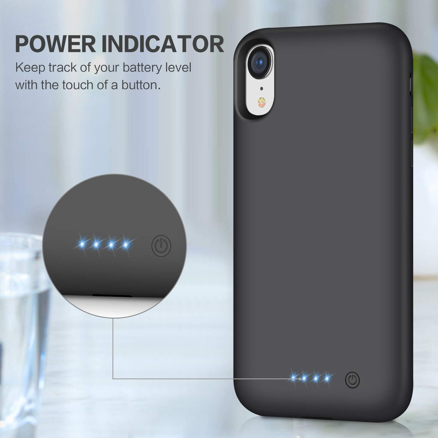 Trswyop Battery Case For Iphone Xr, 6800Mah Portable Charging Case For Iphone Xr Rechargeable Backup External Battery Pack Extended Battery Protective Charger Case(6.1Inch)-Black