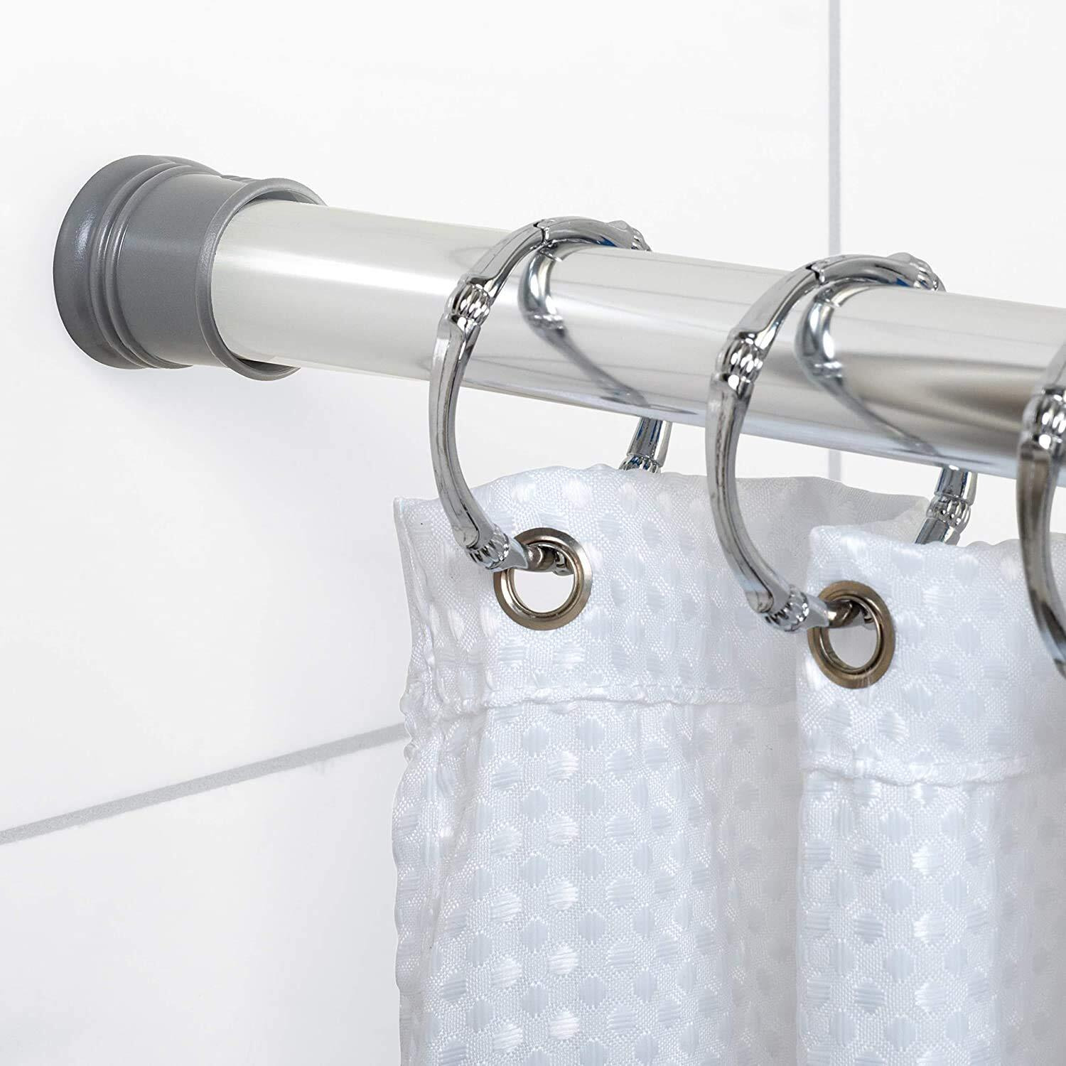 Zenna Home Tension Shower Curtain Rod, Chrome, 27 To 40 Inches - Premium Steel Adjustable Shower Curtain Rod For Bathroom, Easy No Drill Install - Rust Resistant Spring Tension Shower Curtain Bar