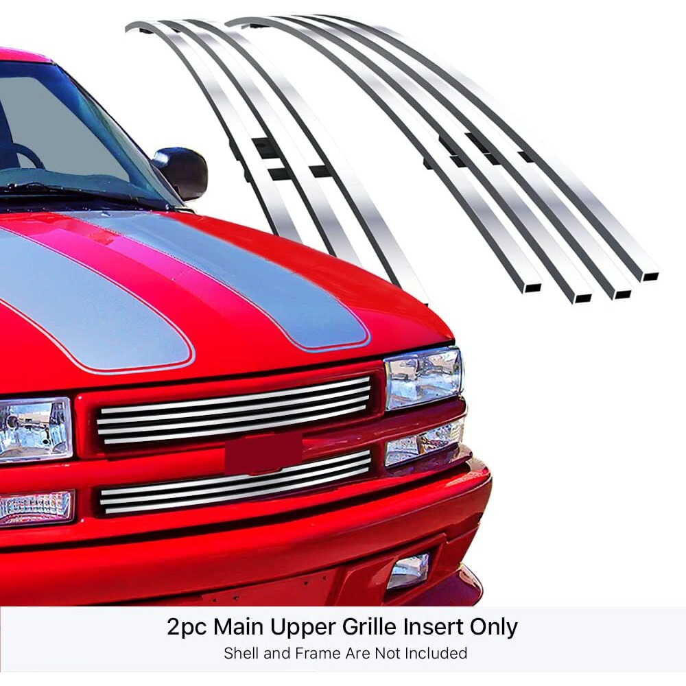 Aps Compatible With Chevy Blazer 1998-2005 & S-10 Criss Cross 98-04 Main Stainless Steel Polished Chrome 8X6 Billet Grille Grill Insert C65705A