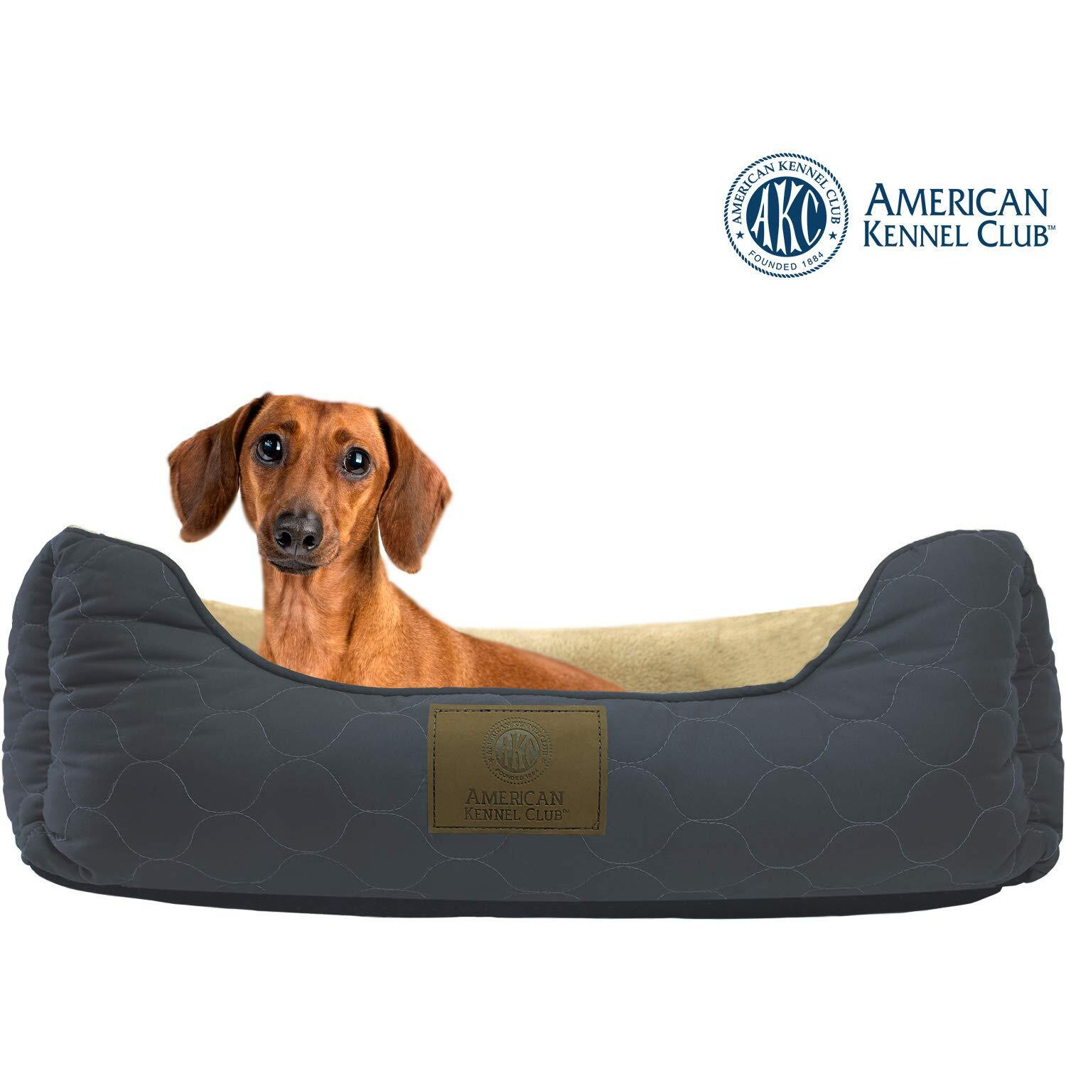 American Kennel Club Orthopedic Circle Stitch Cuddler Pet Bed, Gray 25X21X8""