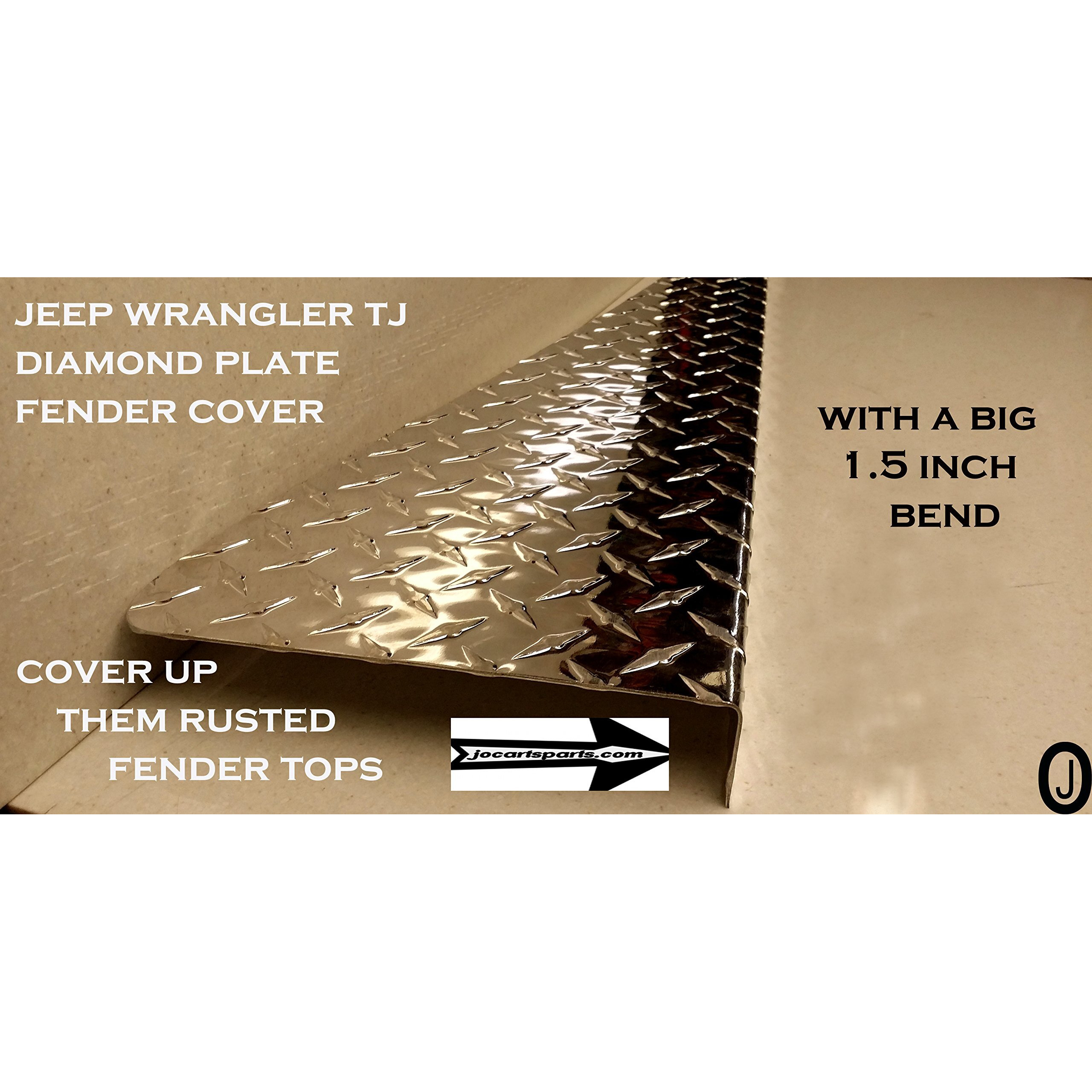 Fits Jeeep Wrangler Tj Diamond Plate Fender Top Covers With 1.5 Inch Bend