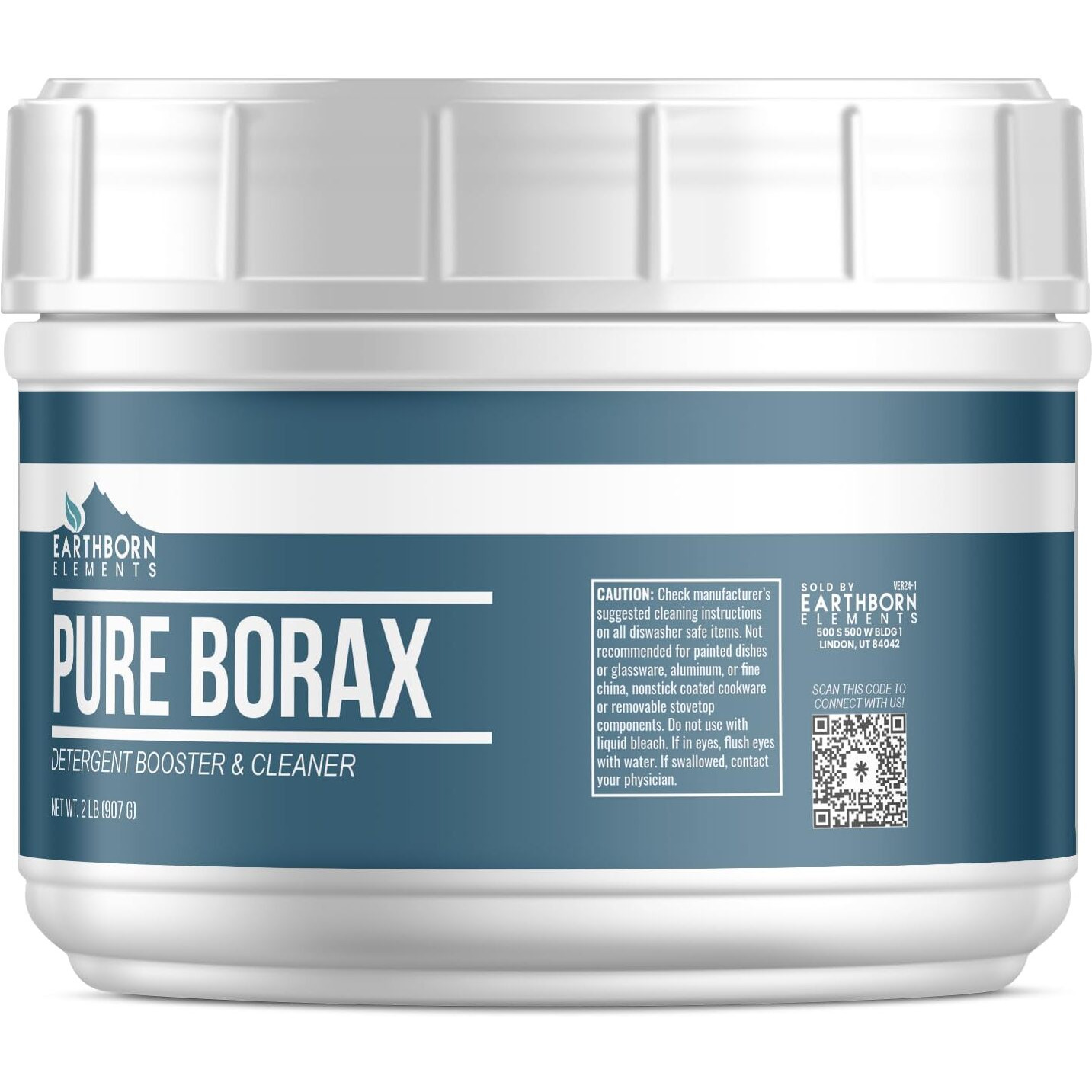 Earthborn Elements Borax Powder (2 Lb), Multipurpose Cleaner & Detergent Booster, Resealable Tub