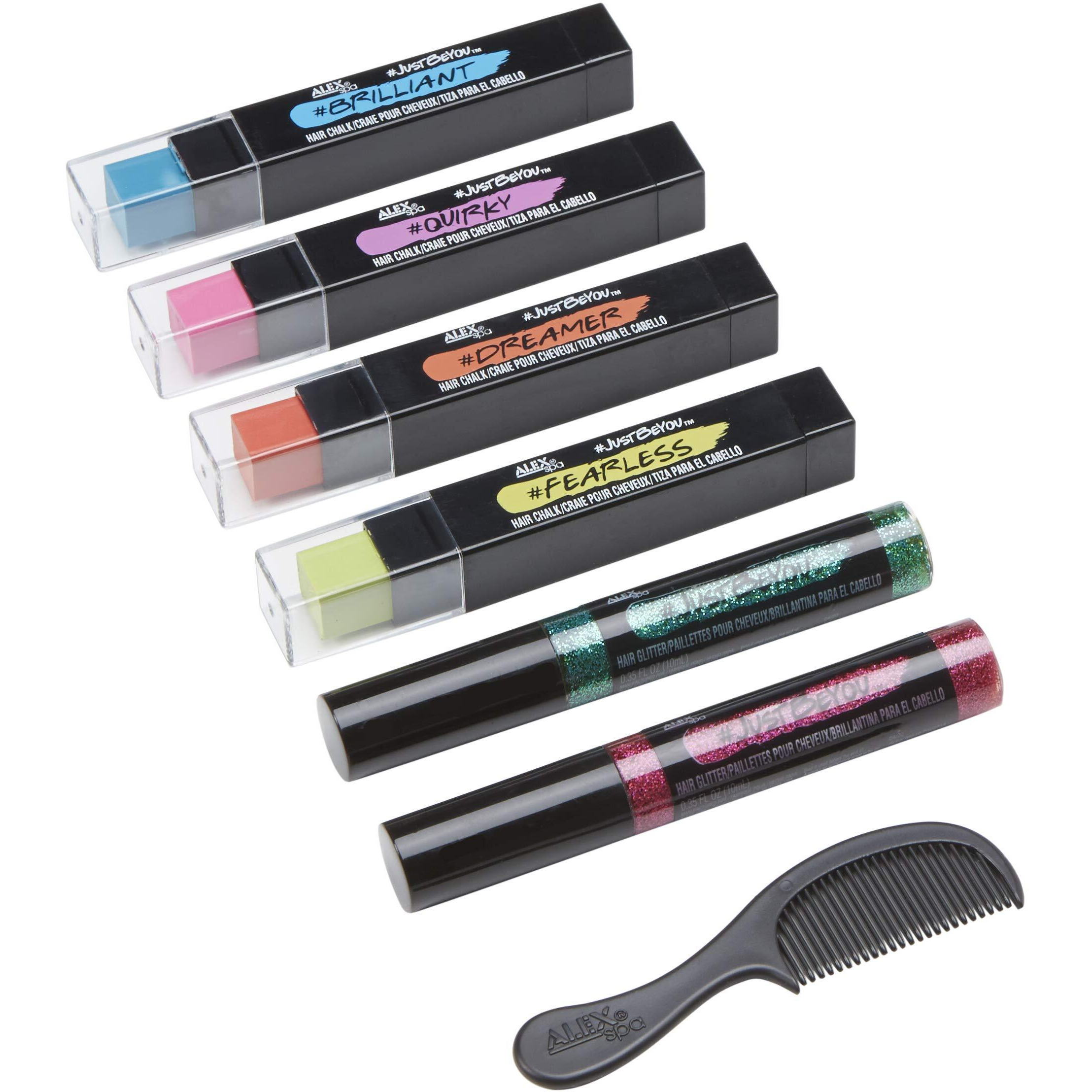Alex Spa Justbeyou Hair Chalk & Glitter Set Girls Fashion Activity