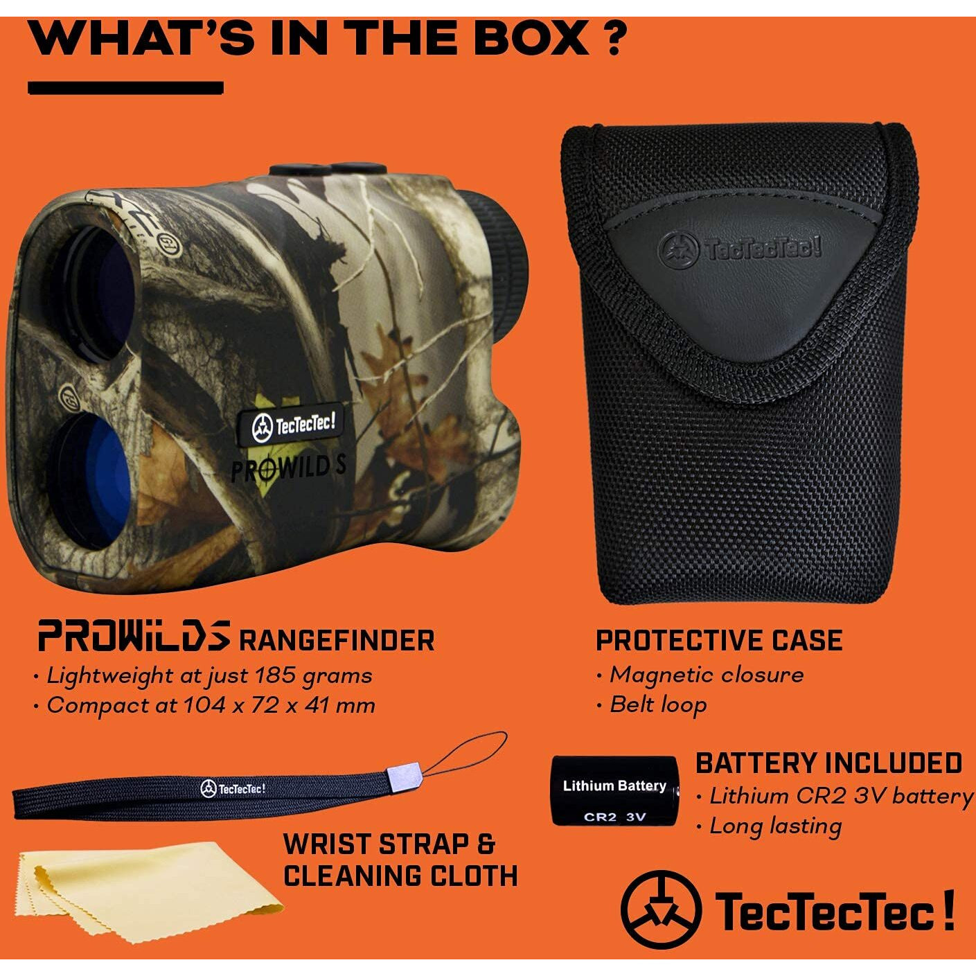 Tectectec Prowild S Hunting Rangefinder With Angle Compensation Laser Range Finder For Hunting With Range Scan, Speed Mode, Cr2 Battery, And Normal Measurements