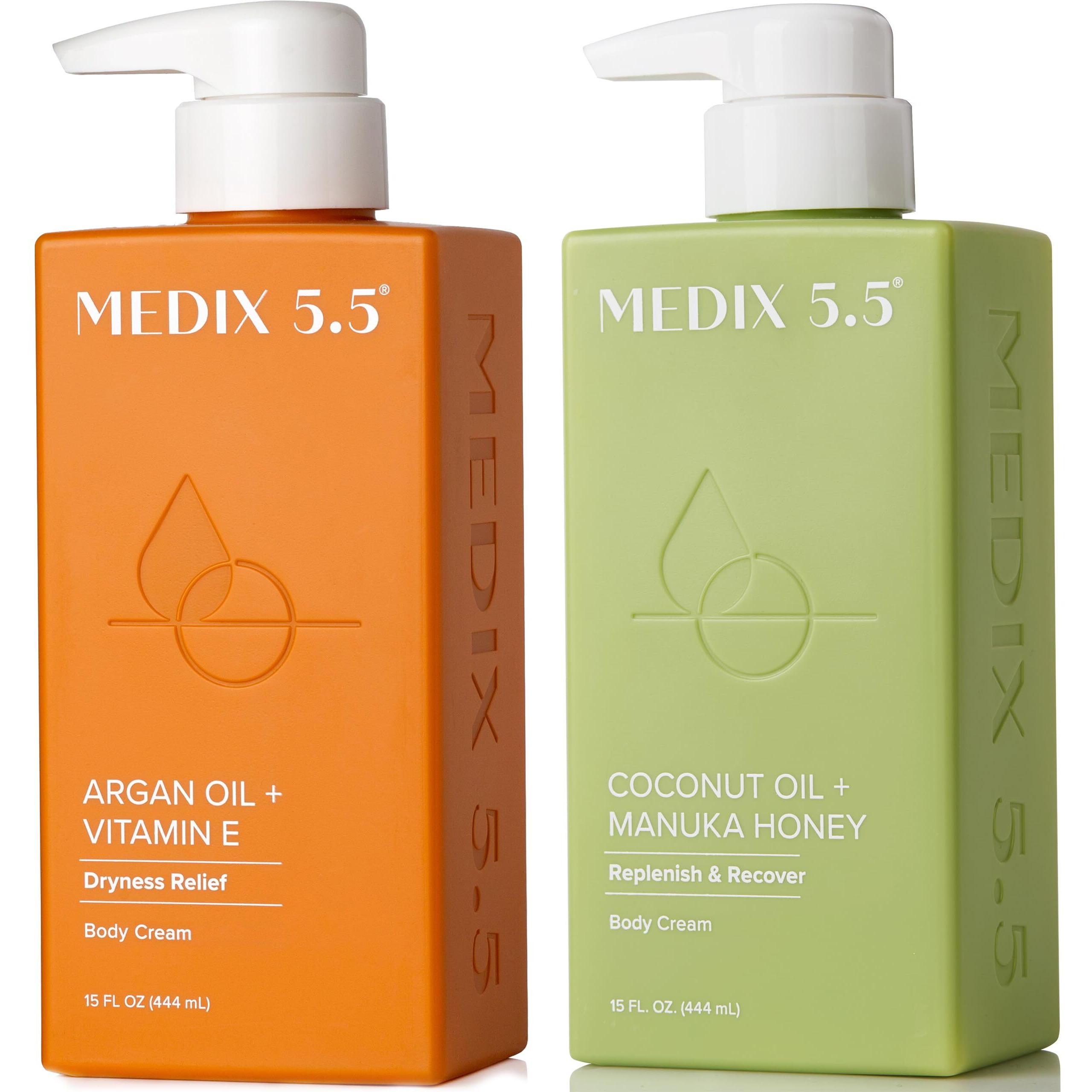 Medix 5.5 Argan Oil + Coconut Oil Skin Care Set Moisturizer Cream Body & Face Lotion | Firming Body Lotion Set Reduces Look Of Wrinkles, Cellulite, Dry Skin, & Uneven Skin Tone For Women, 2Pc Bundle