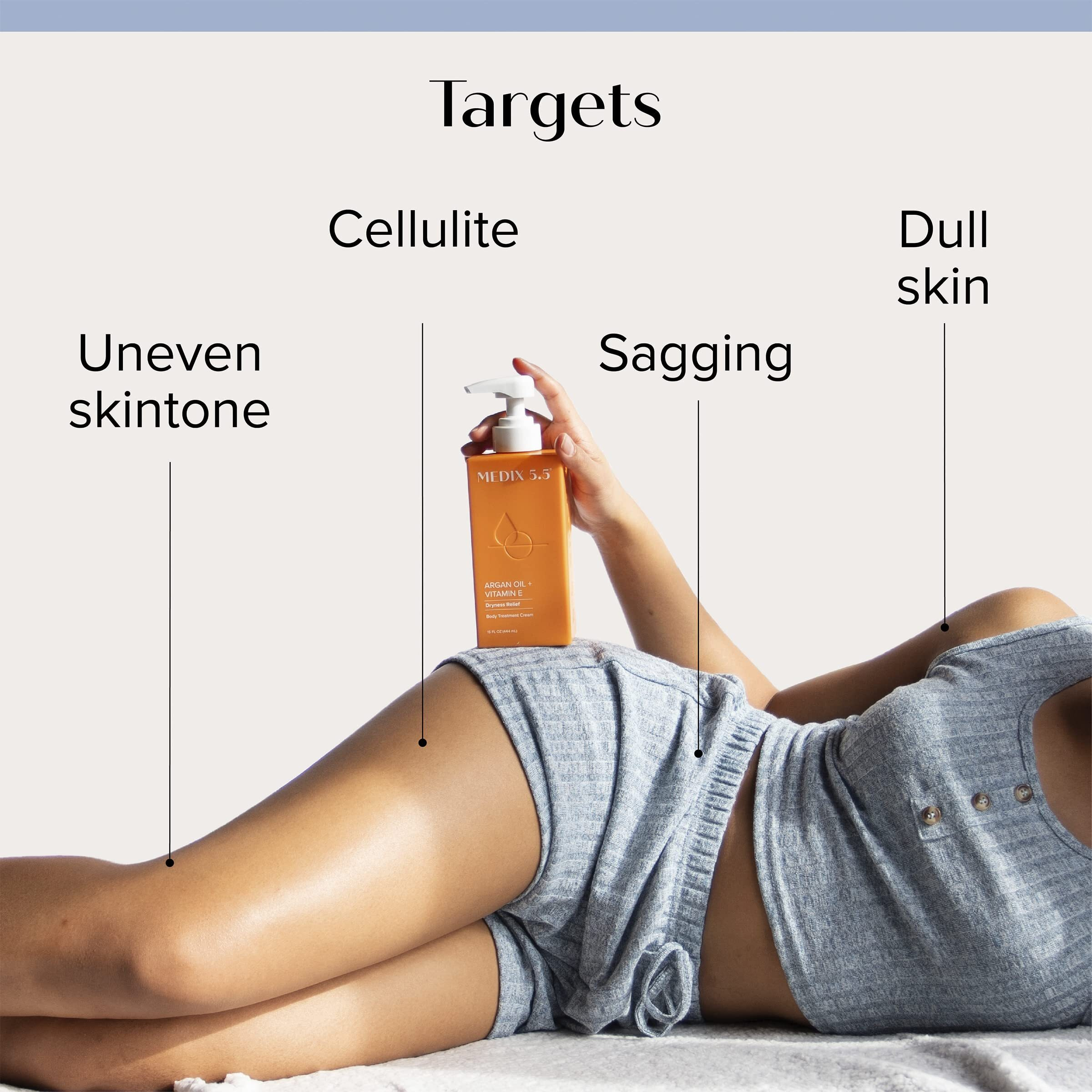 Medix 5.5 Argan Oil + Coconut Oil Skin Care Set Moisturizer Cream Body & Face Lotion | Firming Body Lotion Set Reduces Look Of Wrinkles, Cellulite, Dry Skin, & Uneven Skin Tone For Women, 2Pc Bundle