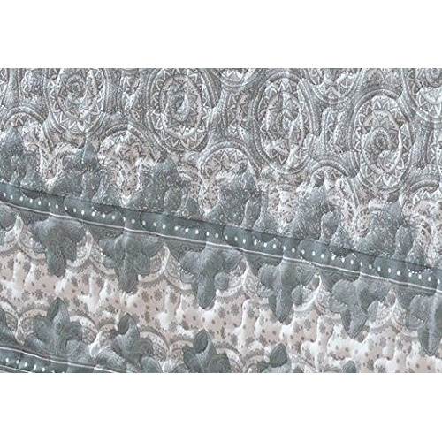 Linen Plus 7Pc King Over Size Quilted Bedspread With Sheet Set Floral Medallion Yellow Coastal Plain/Gray New
