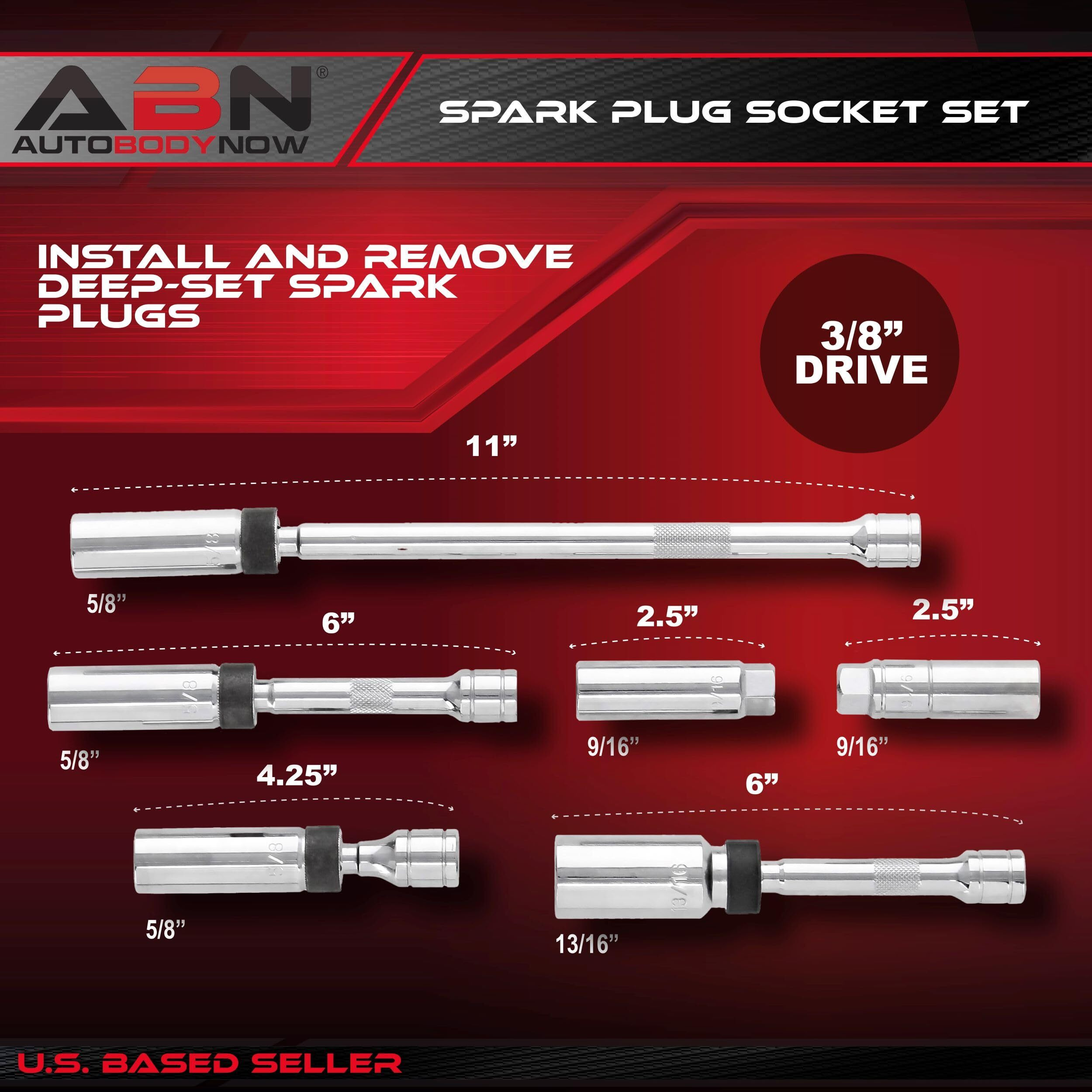 Abn Spark Plug Socket Set - 6 Piece 3/8In Drive Magnetic Socket Extension Set Spark Plug Removal Tool Set