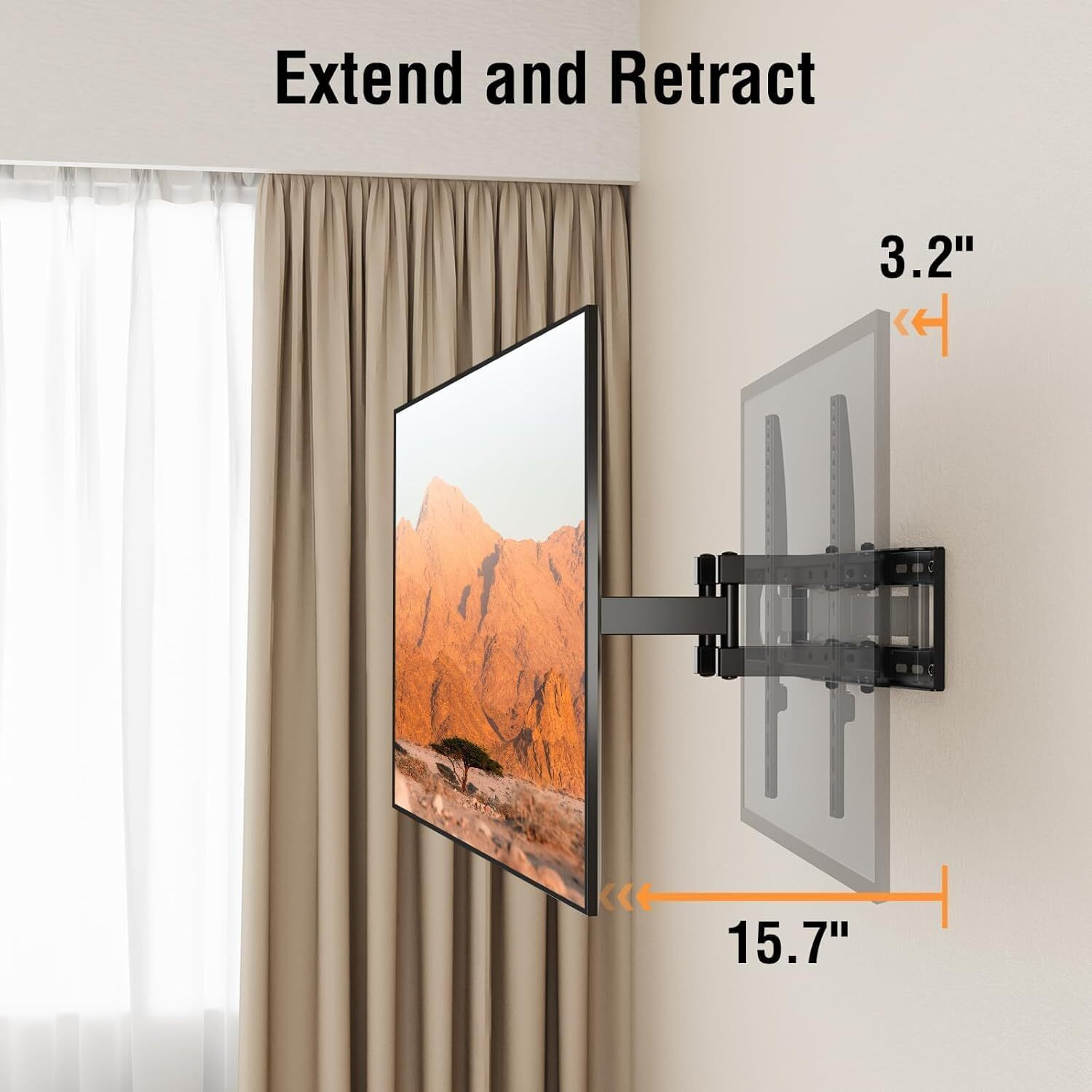 Elived Ul Listed Tv Mount For Most 26-65 Inch Tvs, Full Motion Tv Wall Mount Swivel And Tilt, Wall Mount Tv Bracket Max Vesa 400X400, Holds Up To 88 Lbs Fits 8    12    16"" Wood Studs