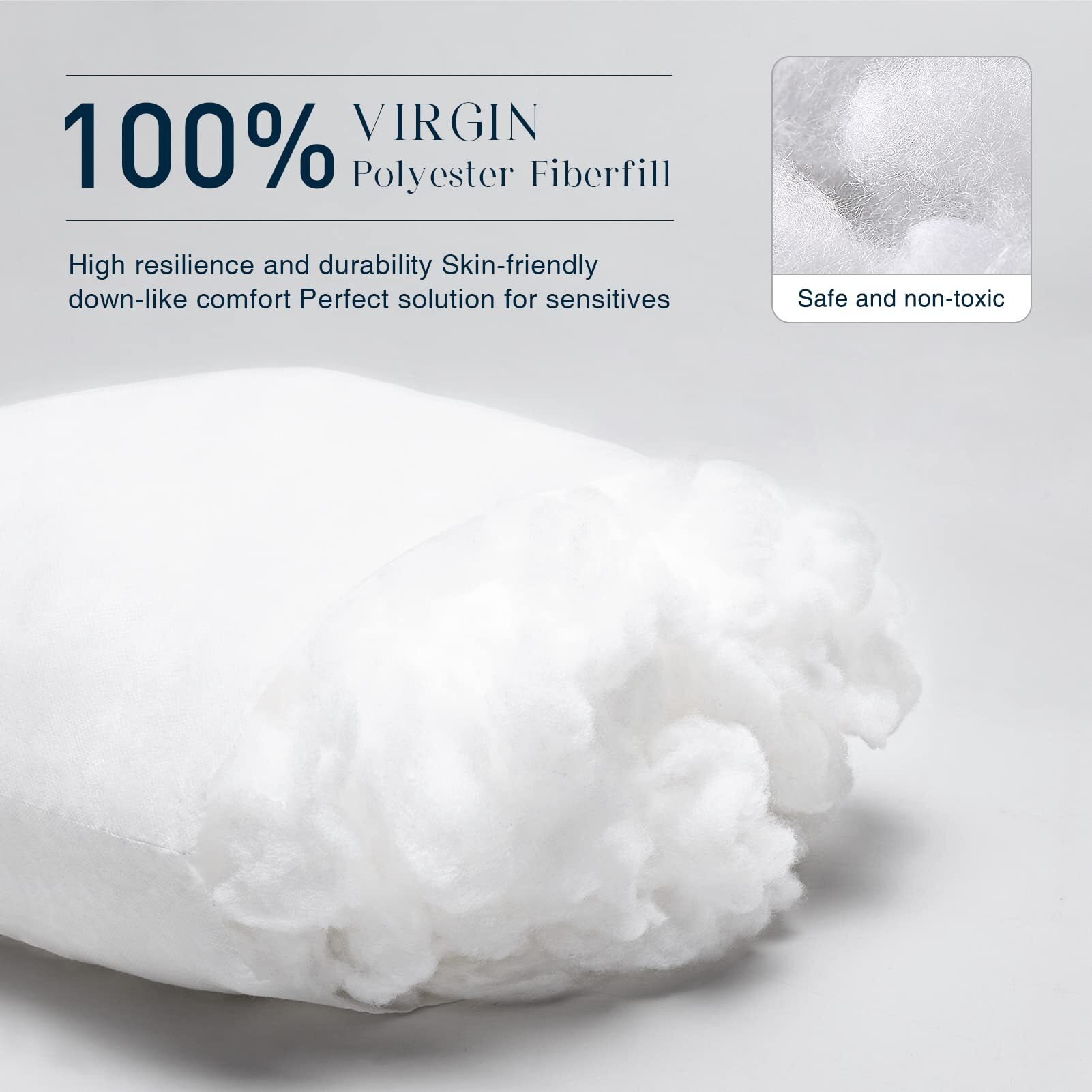 Phantoscope Pillow Inserts, Hypoallergenic 100% Virgin Fiber Square Form Microfiber Throw Pillow Inserts, Couch Bed Pillows, 20X20 Inch (Pack Of 4)