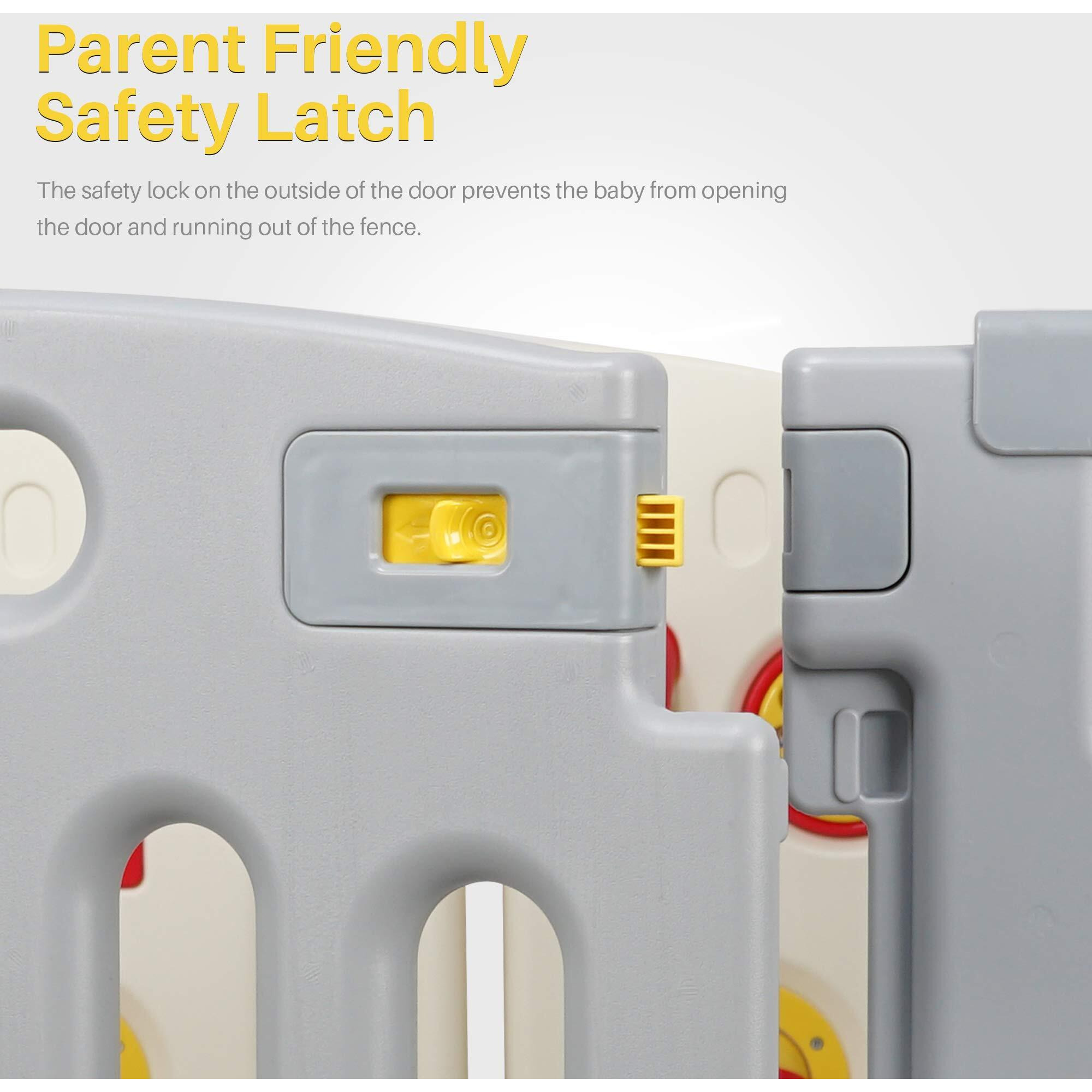 Kidzone Grey - White Baby Interactive Playpen 8 Panel Safety Gate Children Play Center Child Activity Pen Astm Certified