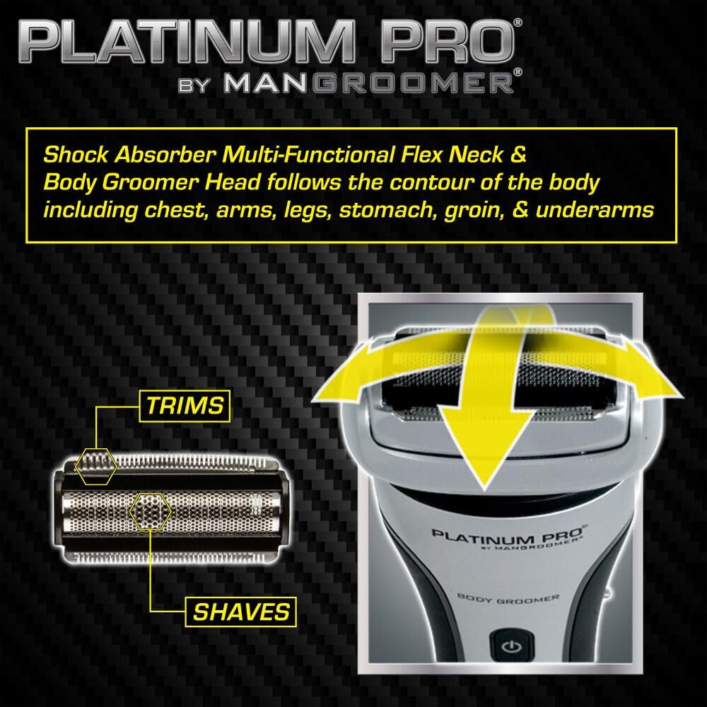 Mangroomer - Platinum Pro New Body Groomer, Ball Groomer And Body Trimmer With Lithium Max Battery, Bonus Extra Foil And Storage Case