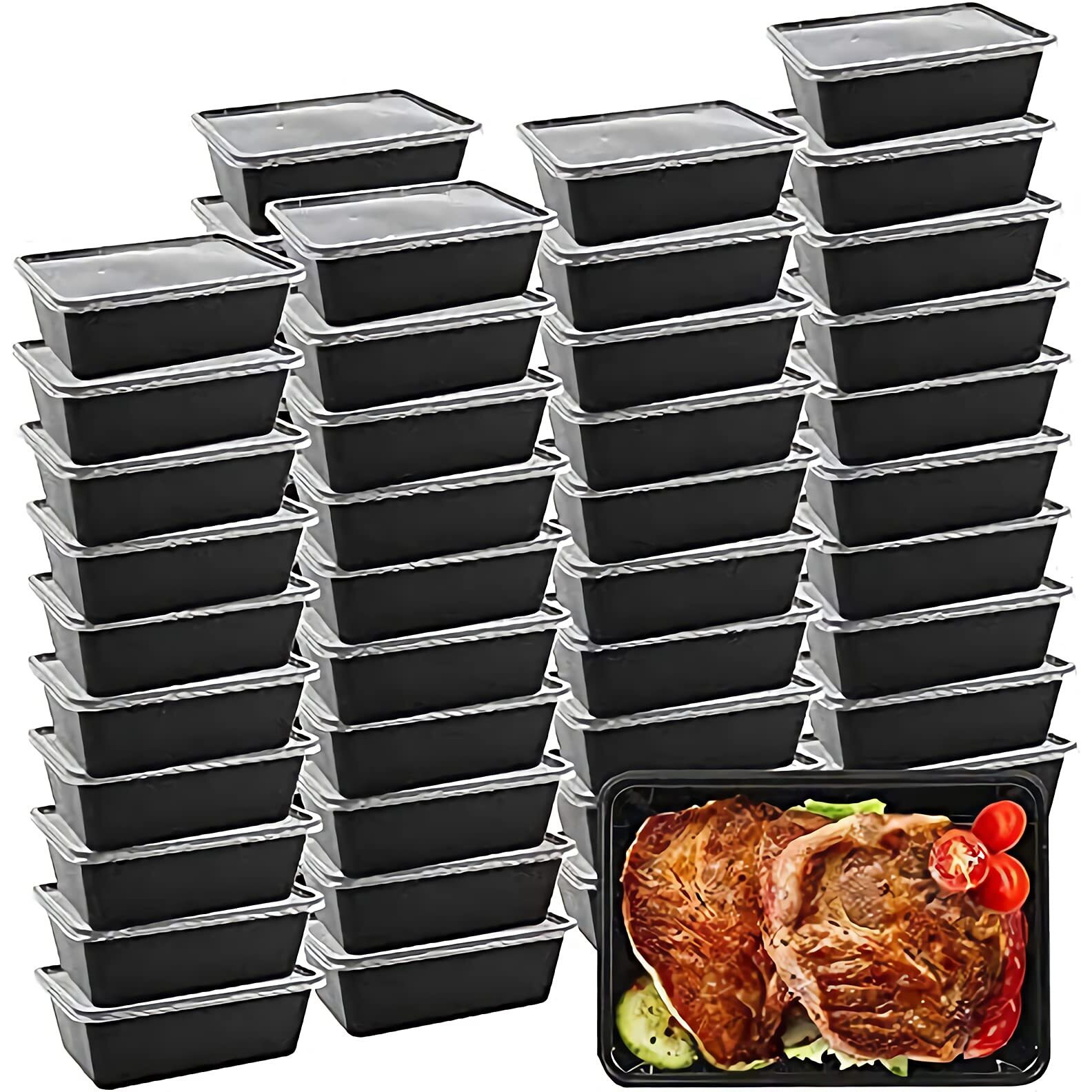 Oranlife Food Containers, 50 Pack Disposable Meal Storage Lunch Containers Plastic Insulated Reusable&Microwavable Bento Boxes With Lids For Dishwasher/Freezer Safe Bpa Free (750 Ml/ 26 Oz)