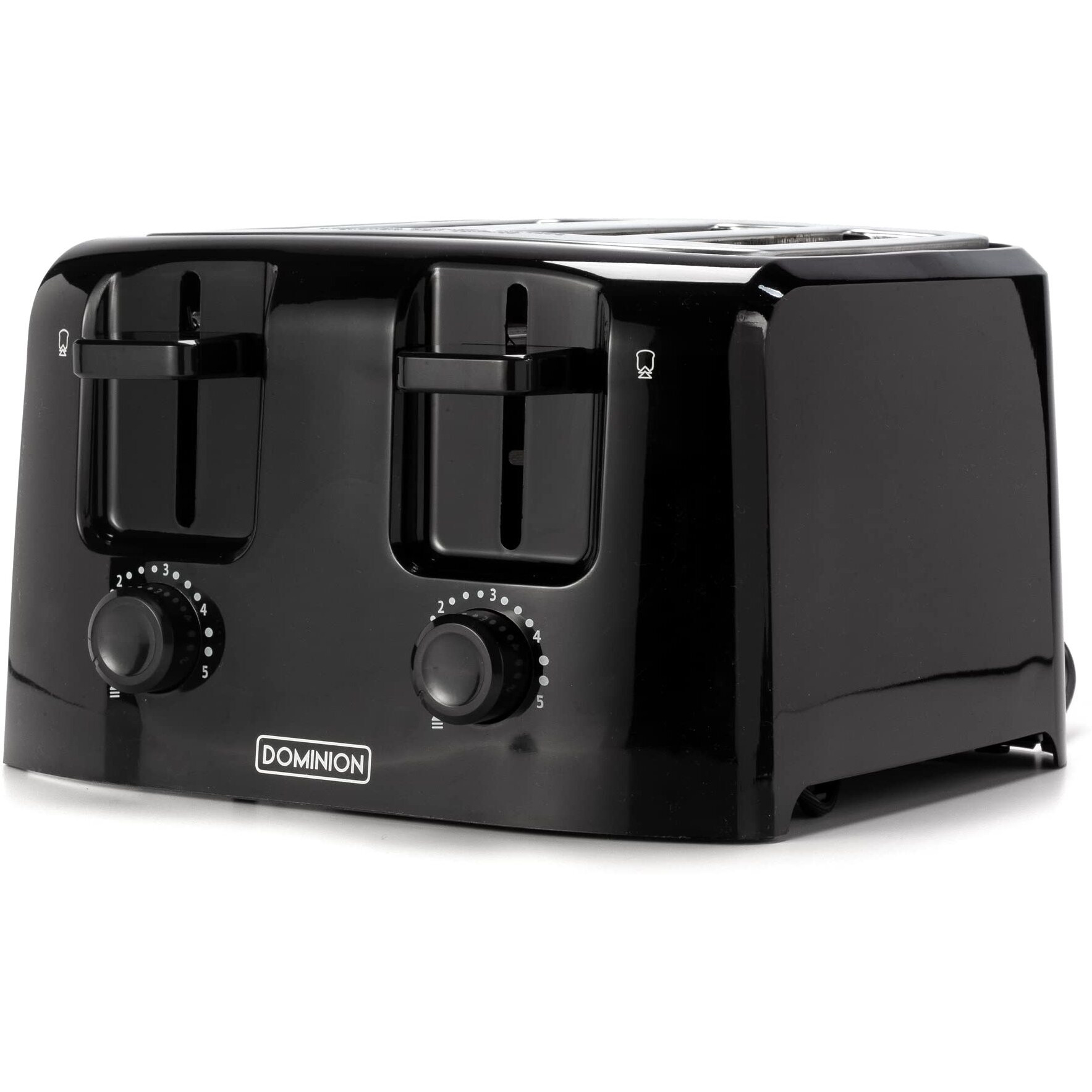 Dominion 4-Slice Toaster With Shade Control, Slide-Out Crumb Tray, Auto-Shutoff Cord Storage & Cool Wall, Toast Lift, Black