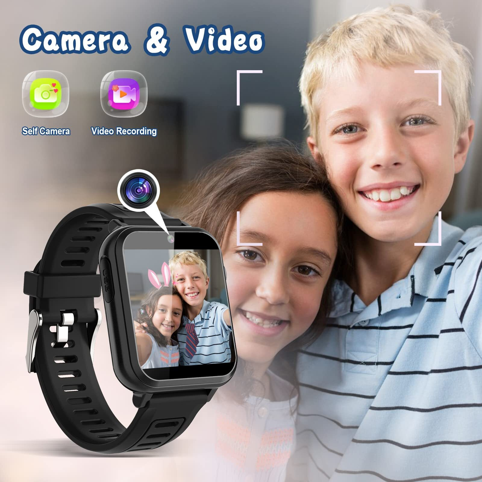 Sedzofan Smart Watch For Kids With 24 Puzzle Games Hd Touch Screen Camera Music Player Pedometer Alarm Clock Calculator Flashlight 12/24 Hr Kids Watches Gift For 4-12 Year Old Boys Toys For Kids