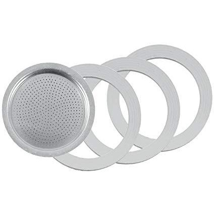 Tredoni 3 Rubber Seals/Rings+Filter -Replacement- Sizes 1,2,3,6,9,14 Cup Espresso Coffee Maker Moka Pot- 5.5Cm (2 Cup)