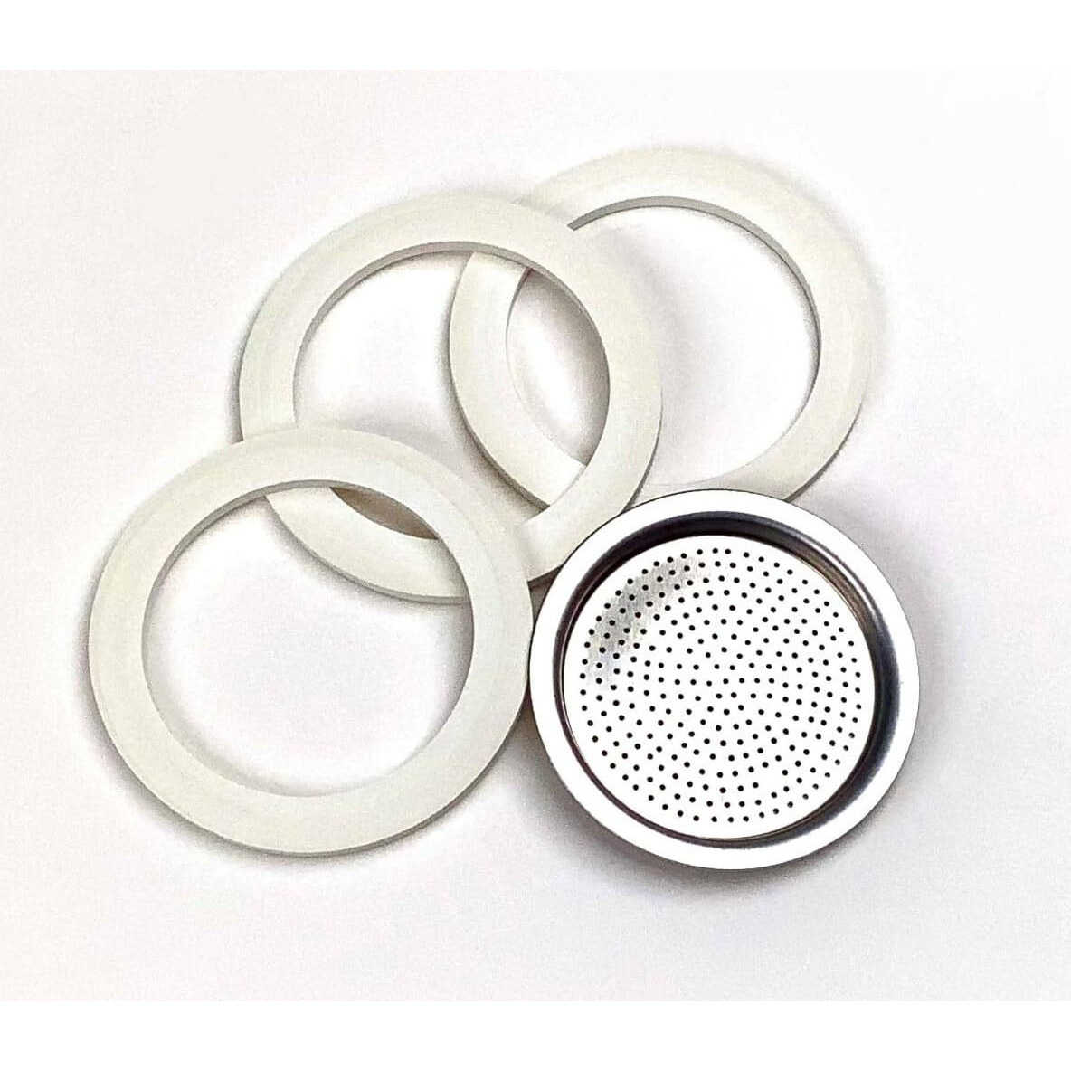 Tredoni 3 Rubber Seals/Rings+Filter -Replacement- Sizes 1,2,3,6,9,14 Cup Espresso Coffee Maker Moka Pot- 5.5Cm (2 Cup)