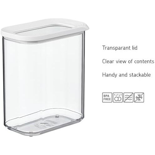 Mepal Modula Transparent Food Storage Container | 34Oz/1,000Ml | Perfect For Dry Goods | Dishwasher Safe | White Framed Lid | Bpa Free | Made In Holland