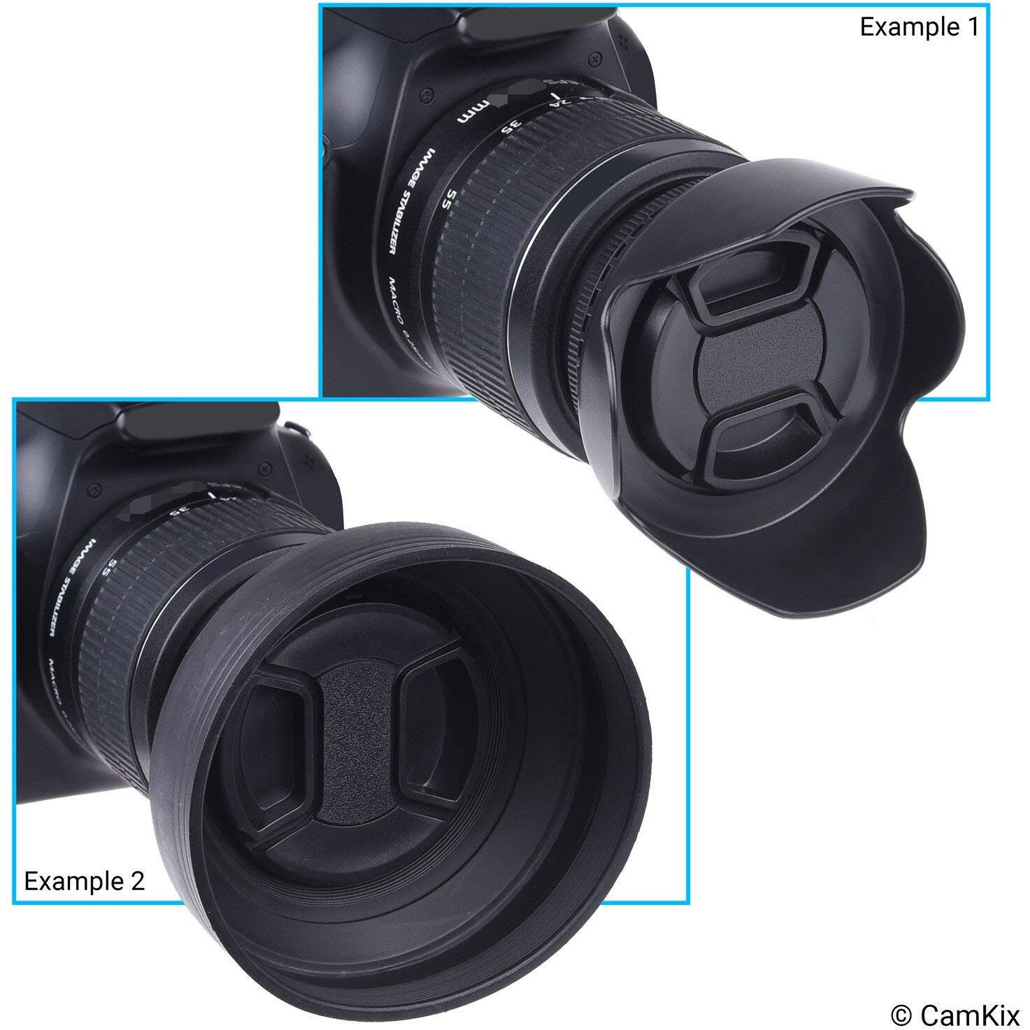 72Mm Set Of 2 Camera Lens Hoods And 1 Lens Cap - Rubber (Collapsible) + Tulip Flower - Sun Shade/Shield - Reduces Lens Flare And Glare - Blocks Excess Sunlight For Enhanced Photography And Video