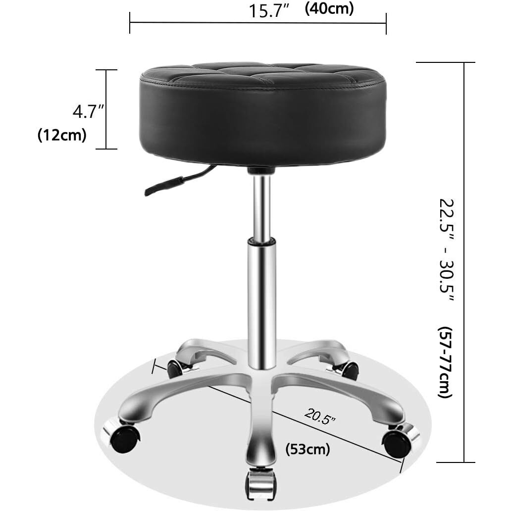 Rolling Adjustable Stool For Work Medical Tattoo Salon Office,Heavy Duty Esthetician Hydraulic Chair Stool With Wheels (Black)