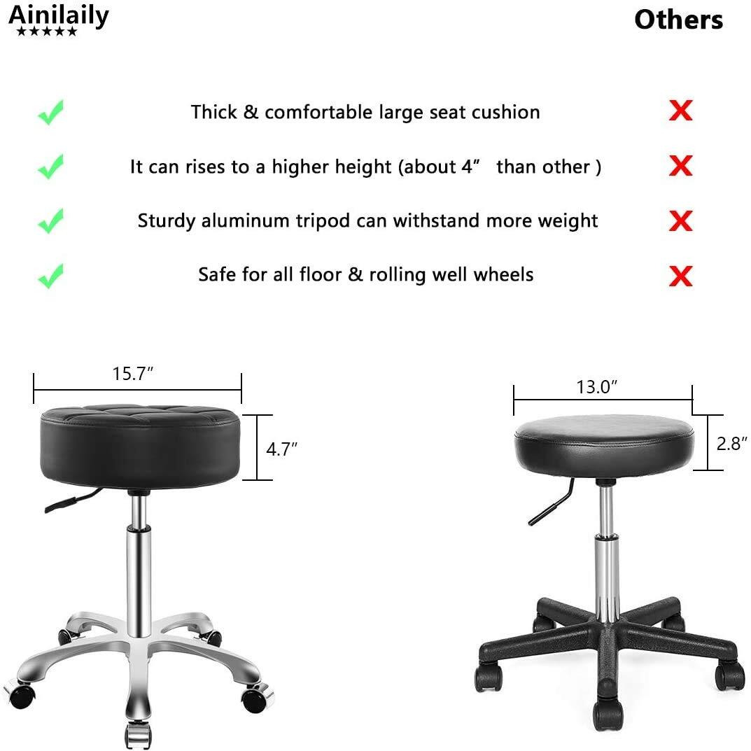 Rolling Adjustable Stool For Work Medical Tattoo Salon Office,Heavy Duty Esthetician Hydraulic Chair Stool With Wheels (Black)