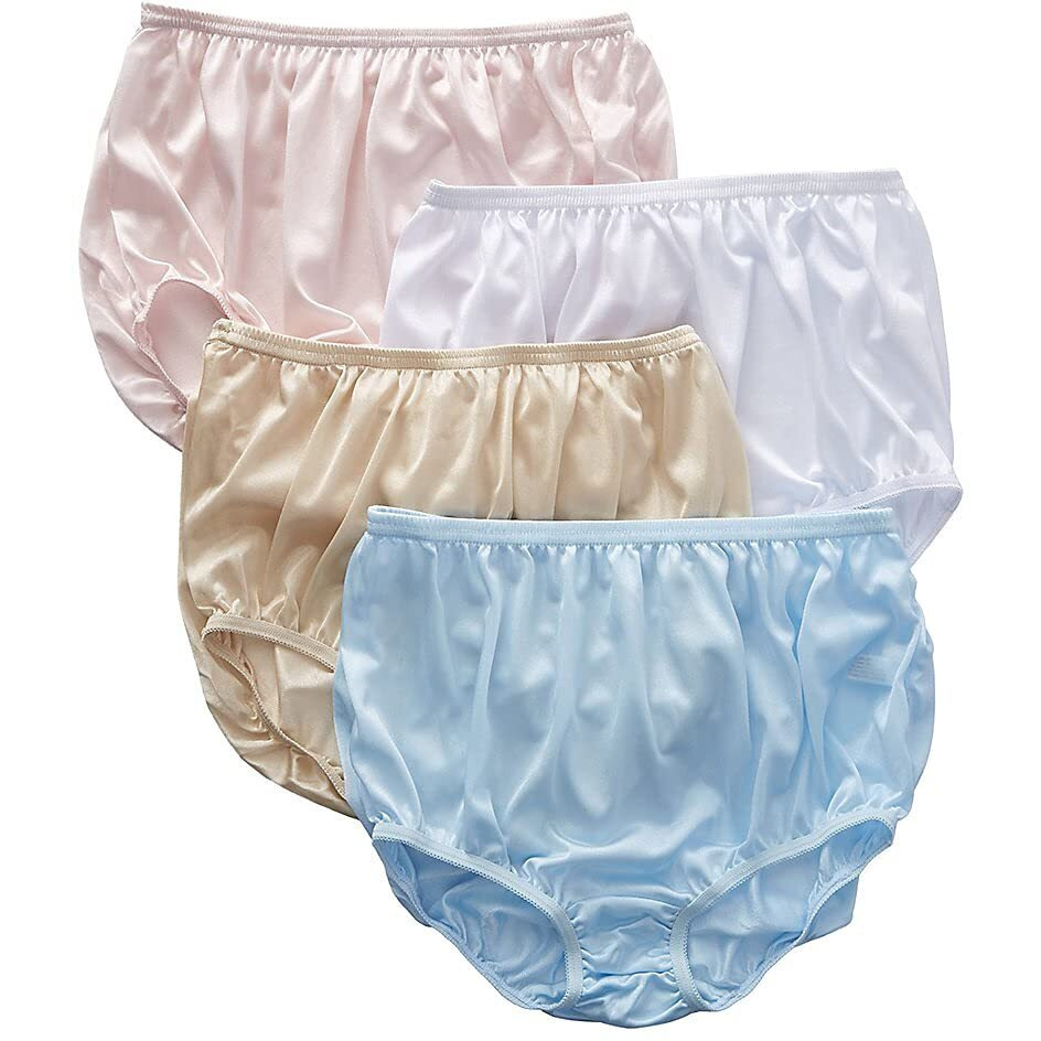 Teri Women's Full Cut Nylon Brief Panty - 4 Pack 331, Assorted, 8