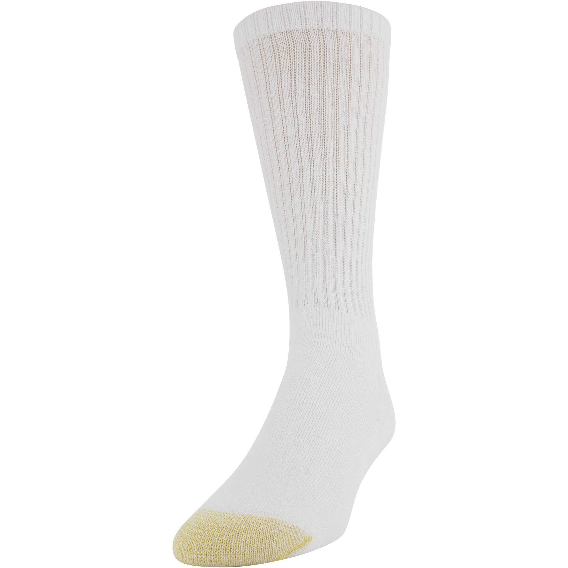 Goldtoe Men's Harrington Crew Socks, Multipairs, White (6-Pairs), Large