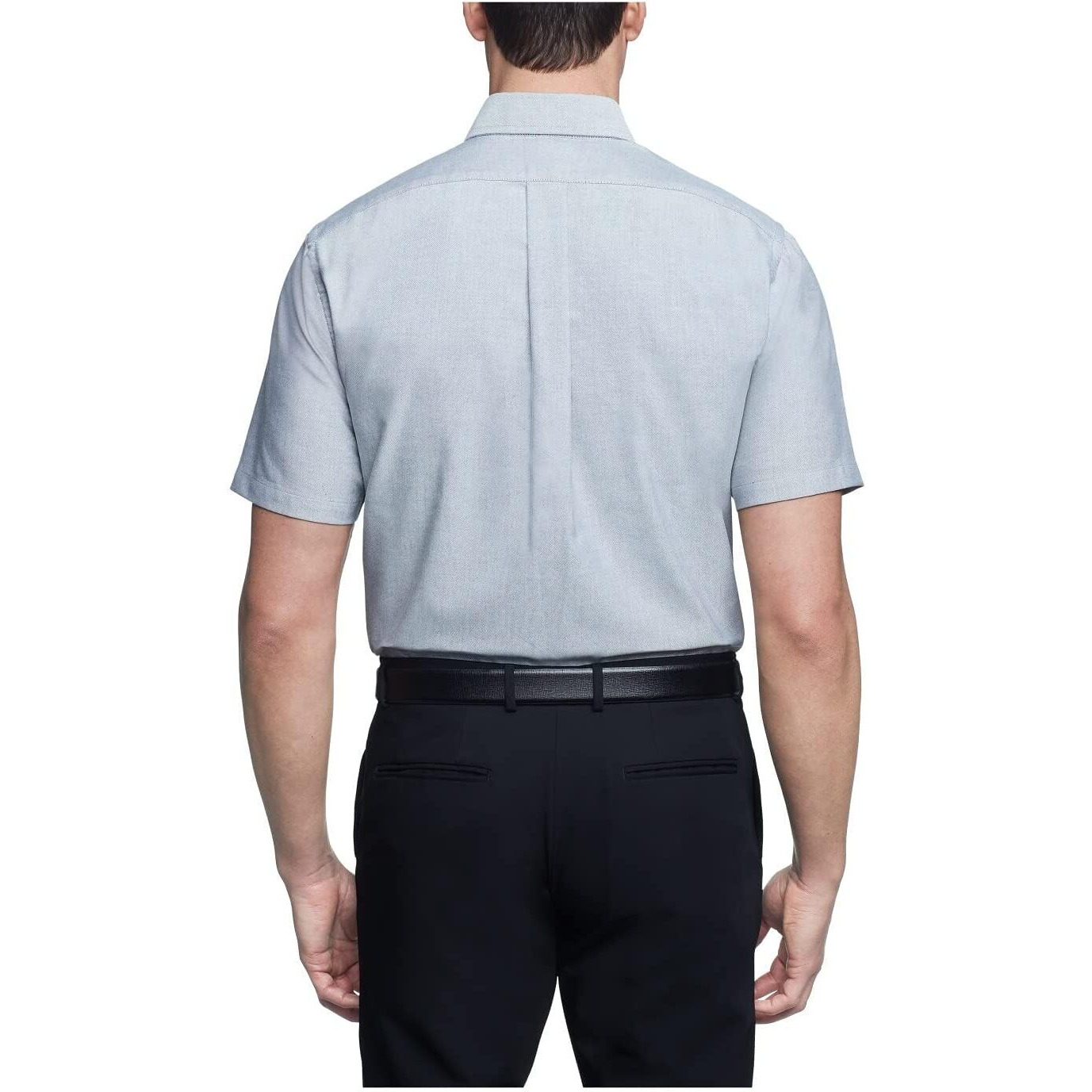 Van Heusen Men's Short Sleeve Dress Shirt Regular Fit Oxford Solid, Greystone, 17.5""-18"" Neck