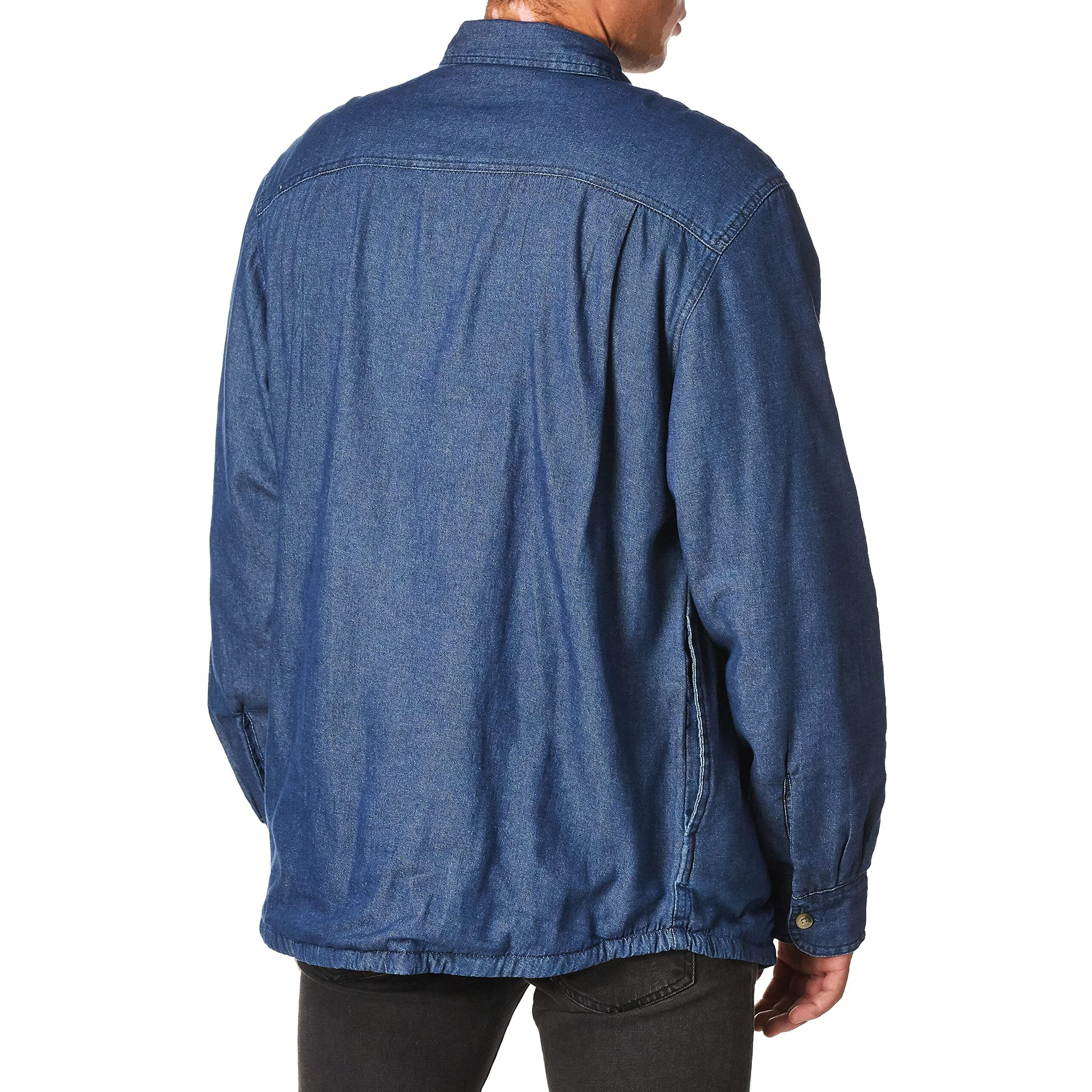 Wrangler Authentics Men's Long Sleeve Sherpa Lined Shirt Jacket, Indigo, Large