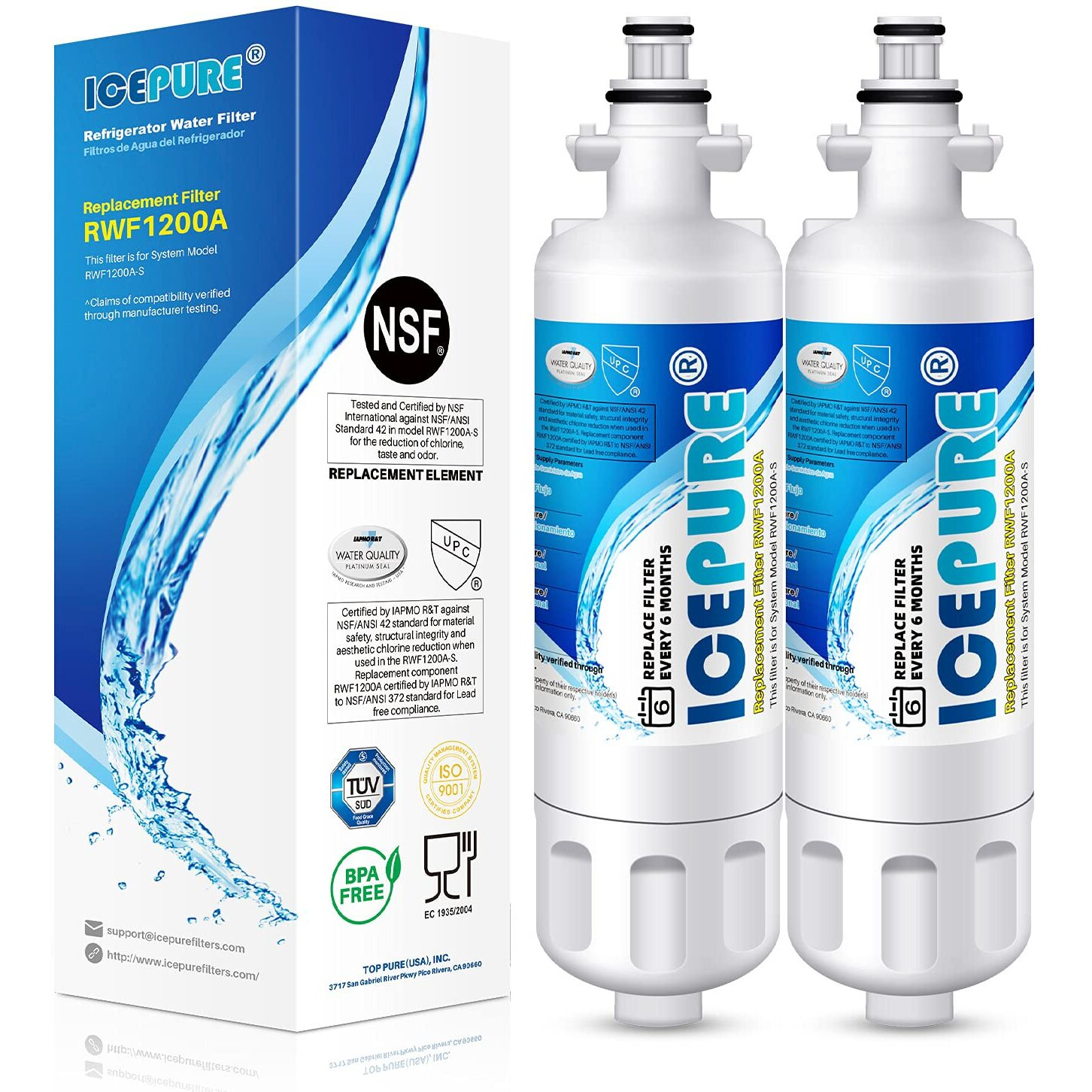 Icepure Refrigerator Water Filter, Compatible With Lg Lt700P, Kenmore 9690, Adq36006101, Adq36006102, 46-9690, Lfxc24726S, Lfxs24623S, Lfxs30766S, Rfc1200A, Pack Of 2