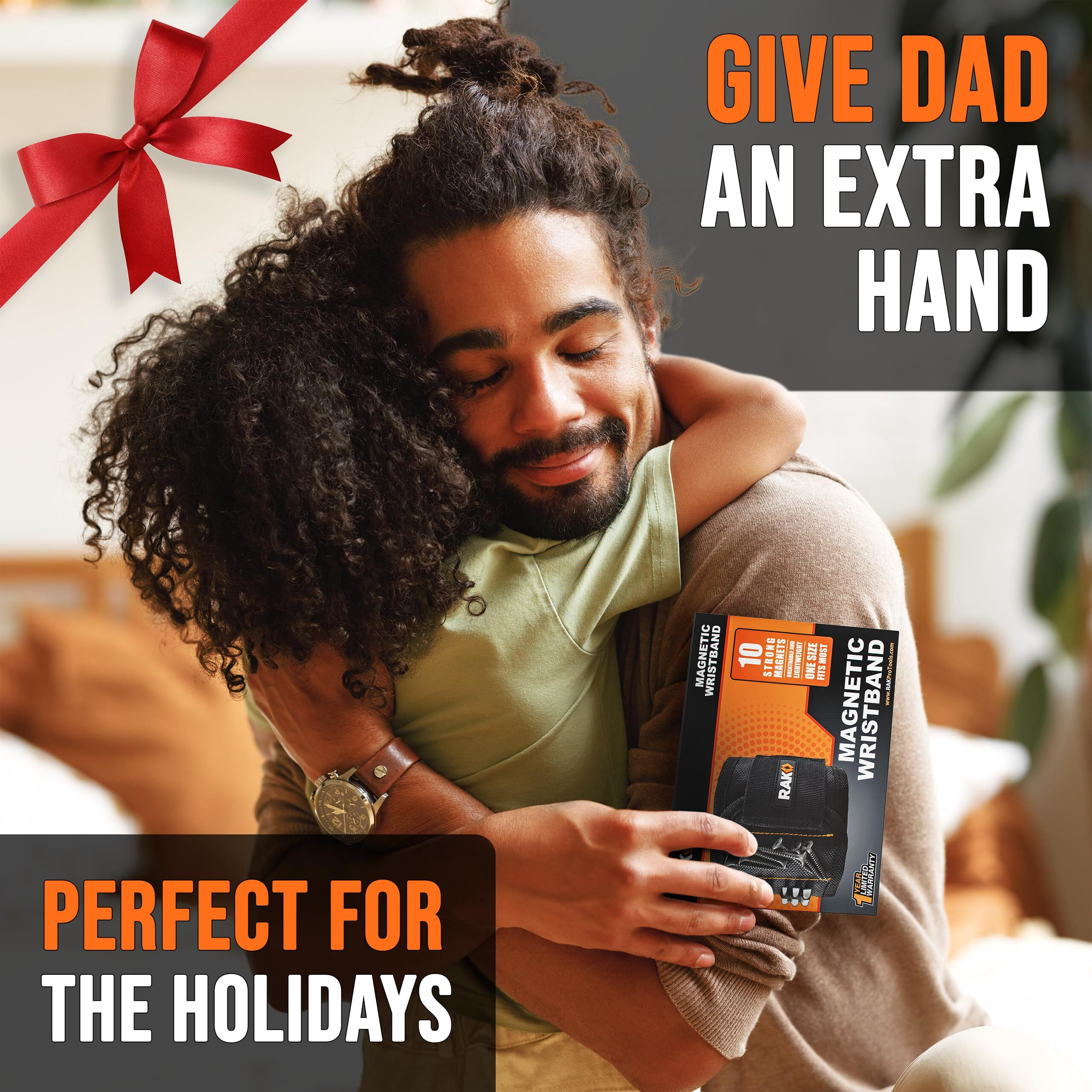 Rak Magnetic Wristband For Holding Screws, Nails And Drill Bits For Men - Made From Premium Ballistic Nylon With Lightweight Powerful Magnets For Dad, Husband, Grandpa, Handyman