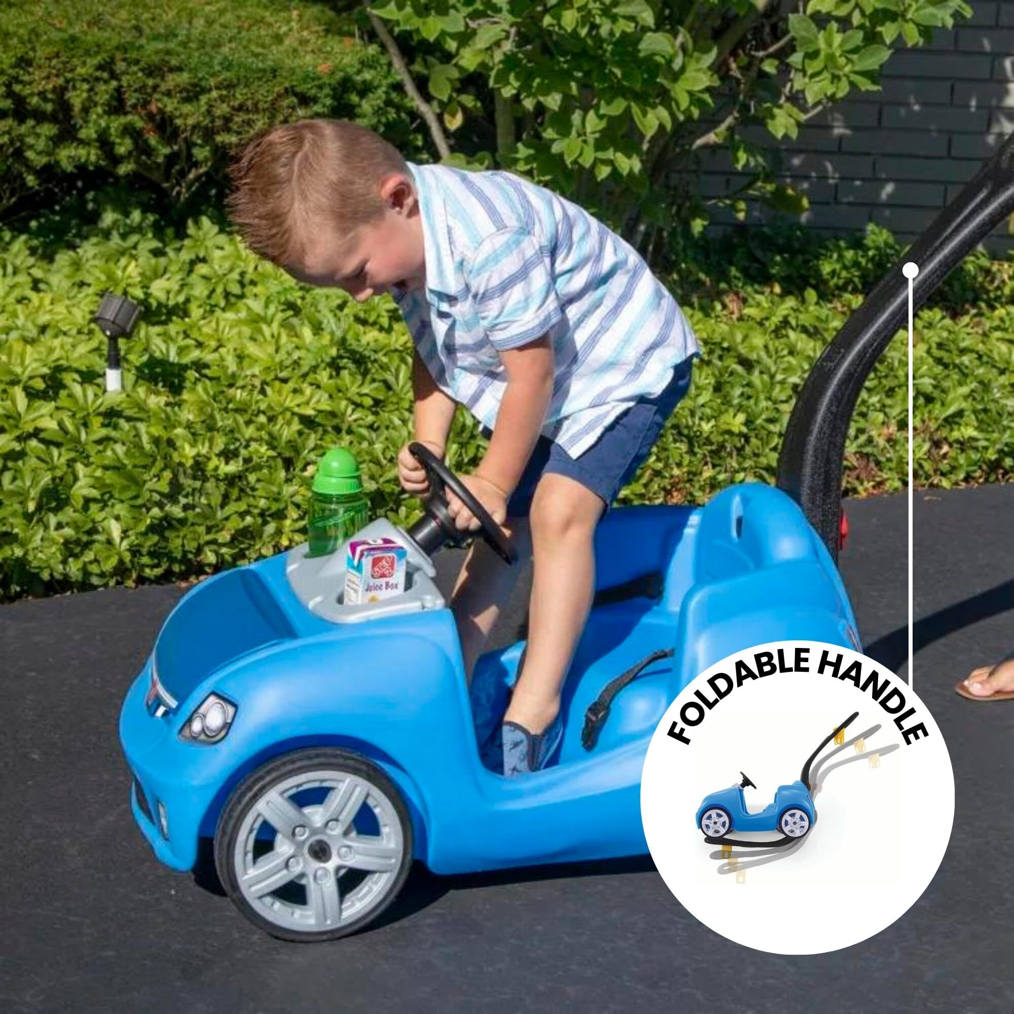 Step2 Whisper Ride Ii Kids Push Cars, Ride On Car, Seat Belt, Horn, Toddlers Ages 1.5 - 4 Years Old, Max Weight 50 Lbs., Quick Storage, Stroller Substitute, Blue