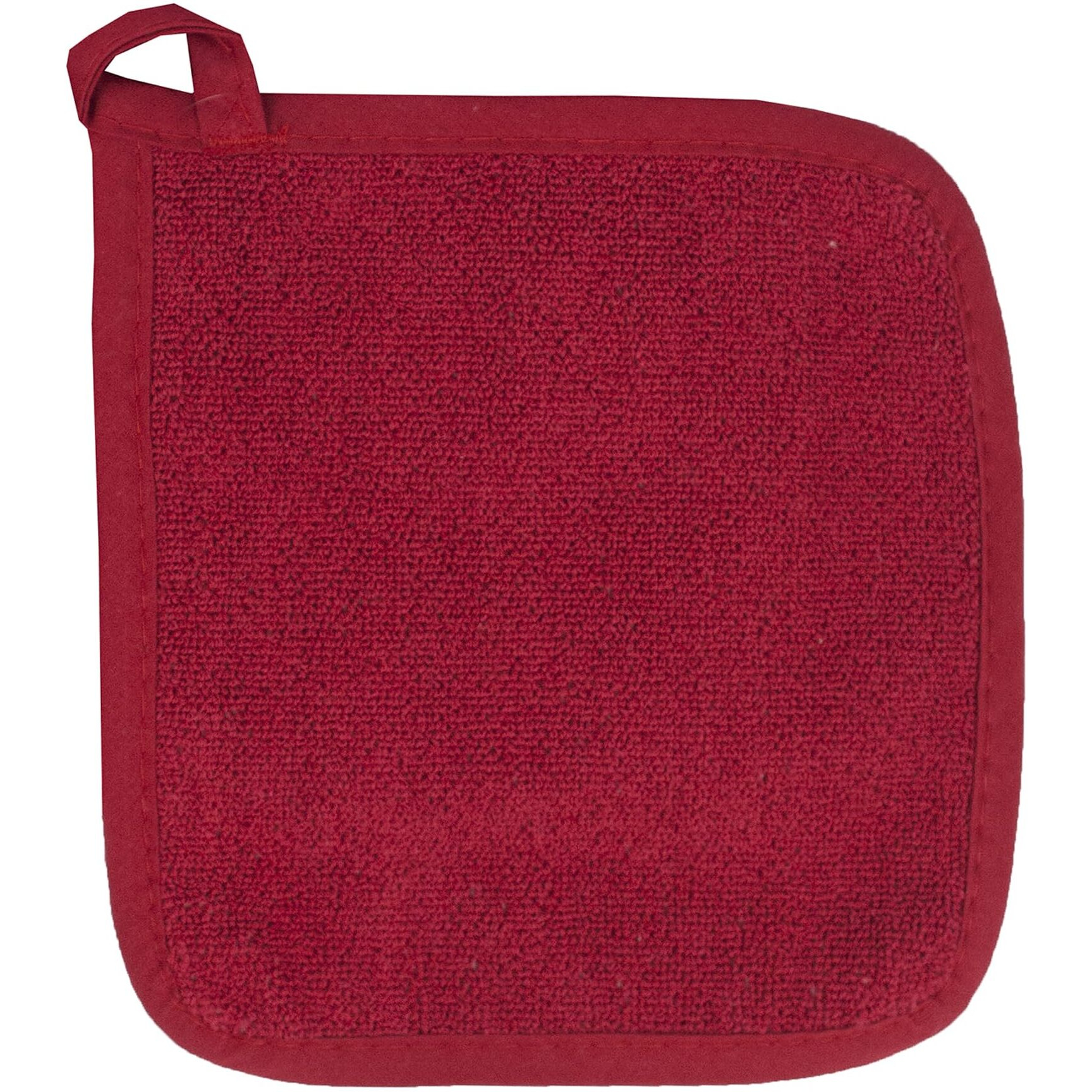 Ritz Terry Potholder & Hot Pad Unparalleled Heat Resistant, Durable 100% Cotton - Ergonomically Designed For Optimal Grip - Easy-Care Machine Washable - Perfect For Your Kitchen - Paprika Red, 2-Pk