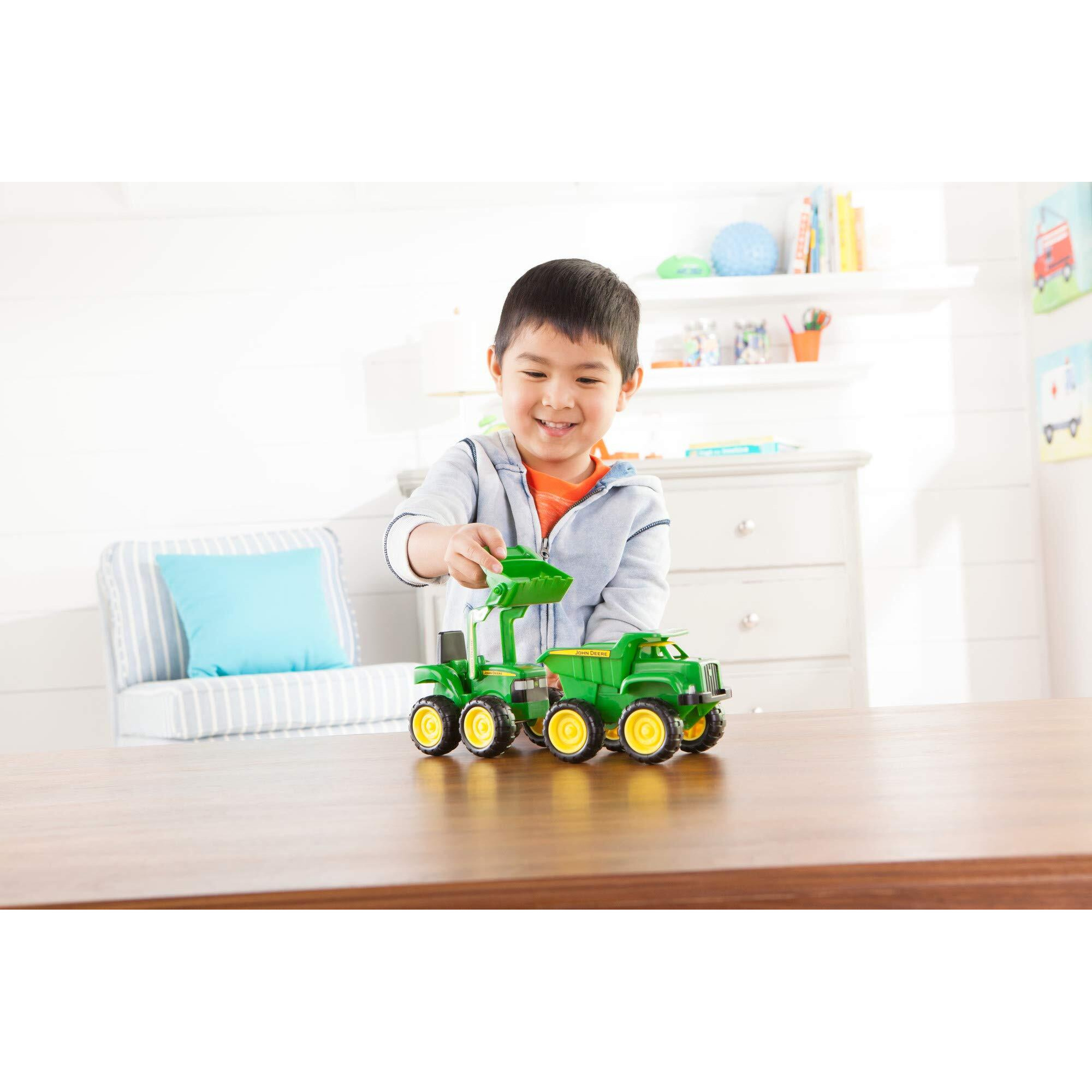 John Deere Sandbox Toys - Includes Dump Truck Toy And Tractor Toy With Loader, Kids Outdoor Toys - Easter Gifts For Kids, Frustration Free Packaging ,Green, Ages 18 Months And Up, 2 Count ( Pack Of 1)
