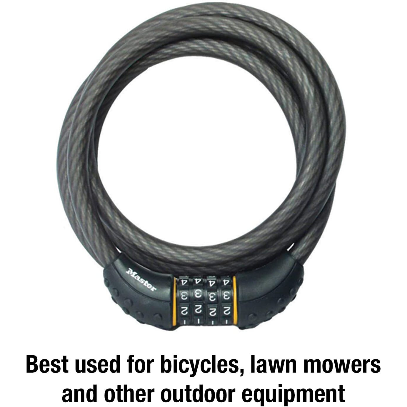 Master Lock Cable Lock, Set Your Own Combination Bike Lock, 6 Ft. Long, Black, 8122D