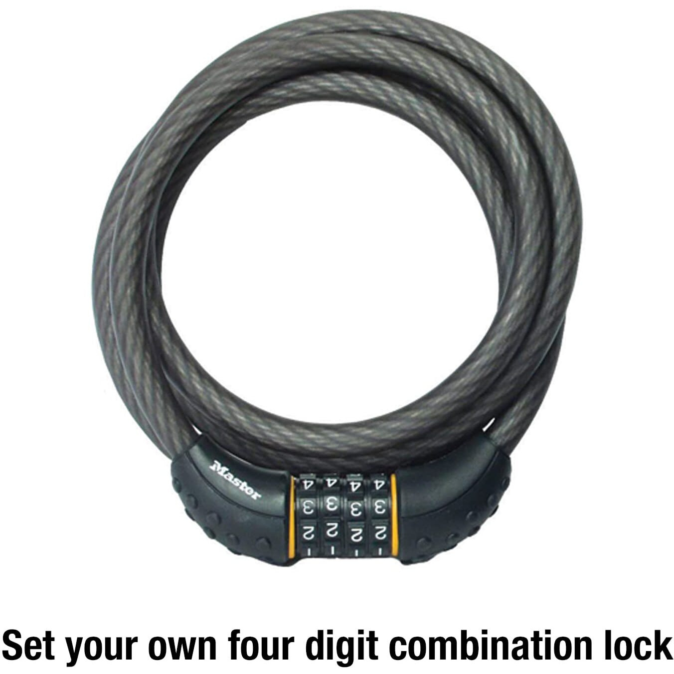 Master Lock Cable Lock, Set Your Own Combination Bike Lock, 6 Ft. Long, Black, 8122D