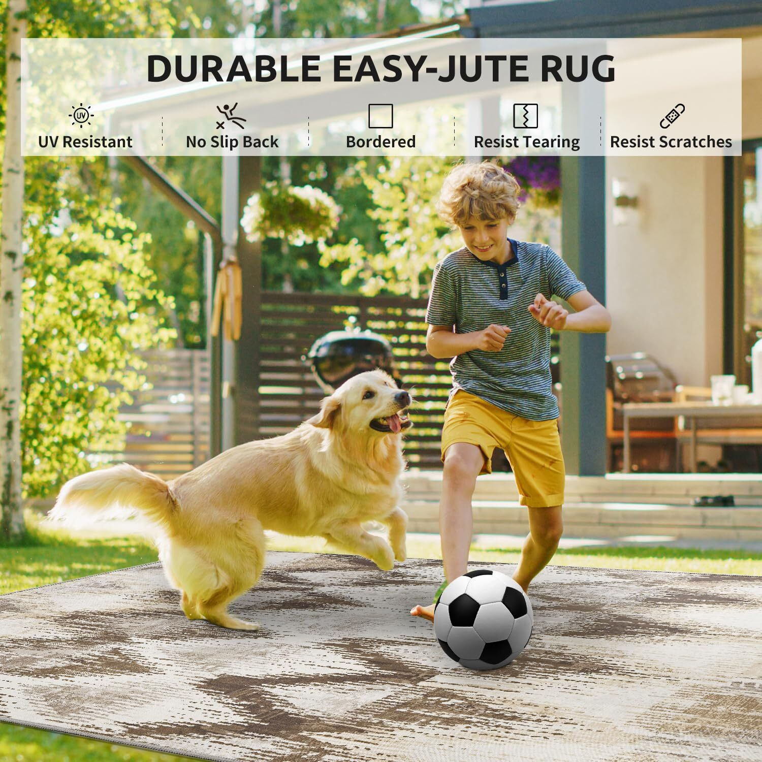 Cocoer Outdoor Rug -Quick Dry Indoor Outdoor Area Rug-Brown Rugs For Living Room-Absorbent Patio Rug-Non Slip Outdoor Carpet-Morocco Washable Rug-Room Decor For Balcony Deck