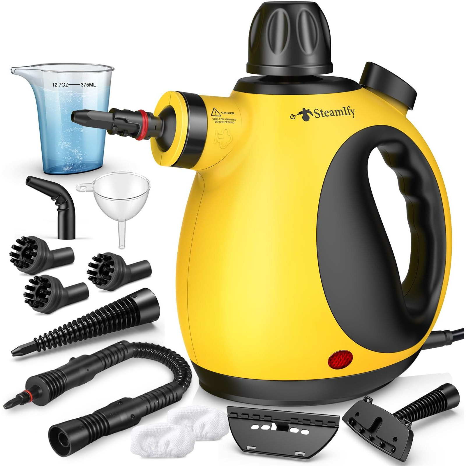 Steamify Pressurized Handheld Steam Cleaner For Home, Multi-Surface Steamer With 12 Accessories, 12.8Oz Natural Steamer For Cleaning Car, Bathroom, Shower, Upholstery, Grout, Window, Grime, Grease