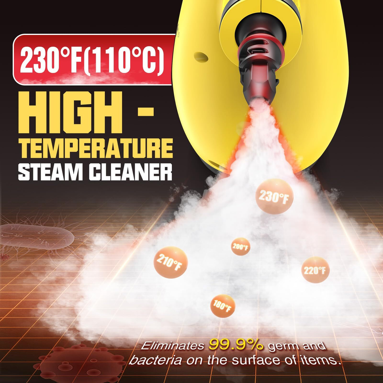 Steamify Pressurized Handheld Steam Cleaner For Home, Multi-Surface Steamer With 12 Accessories, 12.8Oz Natural Steamer For Cleaning Car, Bathroom, Shower, Upholstery, Grout, Window, Grime, Grease