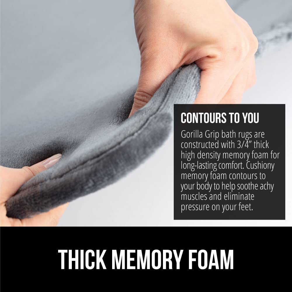 Gorilla Grip Thick Memory Foam Bath Rugs, Soft Absorbent Velvet Bathroom Mats, Durable Dots On Underside, Machine Washable, Carpet Rug Room Decor For Shower Floor, 24X17 Mat, Graphite Gray