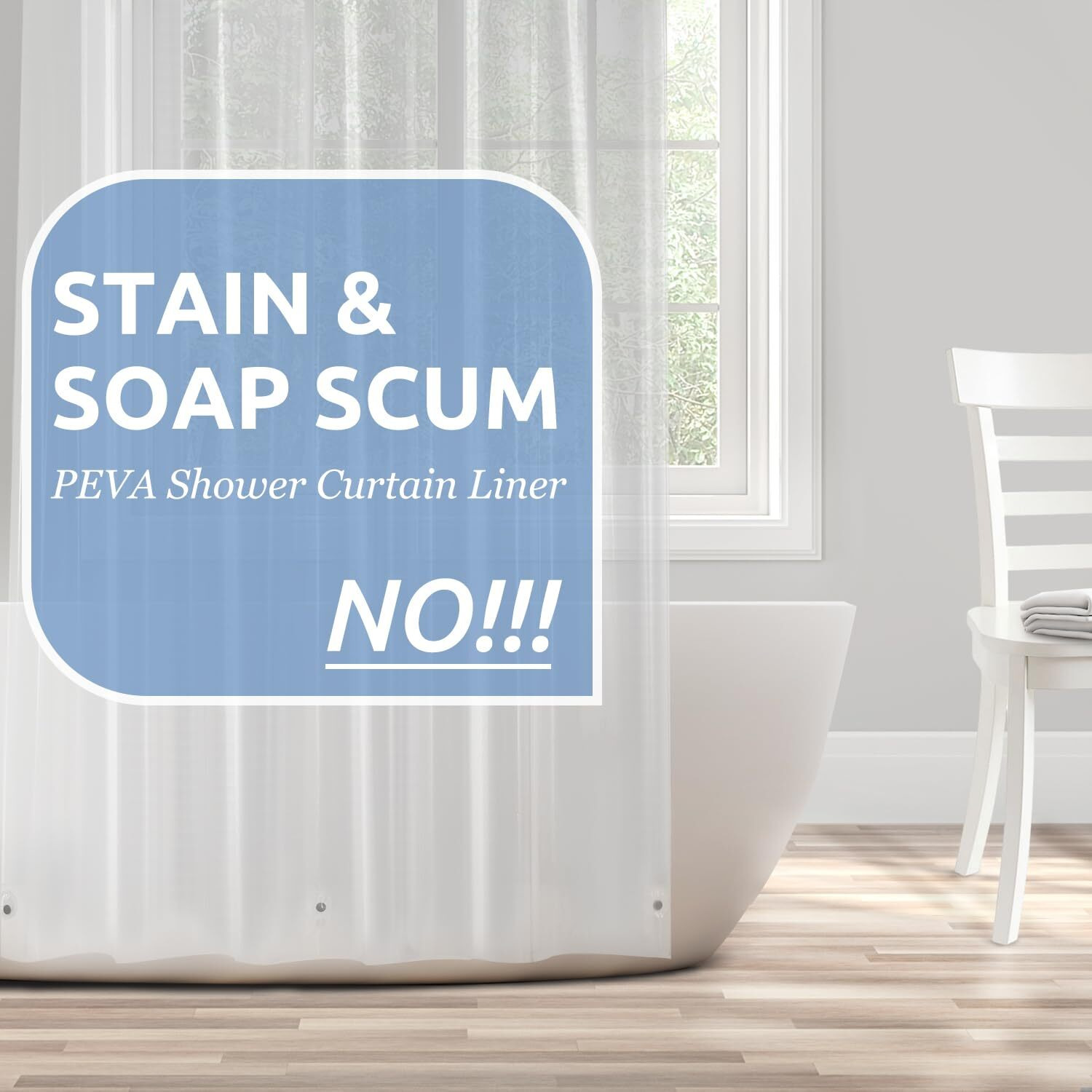 Downluxe Set Of 2 Waterproof Clear Shower Curtain Liner - Peva Lightweight Plastic Shower Liner With 3 Magnets, Shower Curtains For Bathroom, 72"" X 72"", Clear